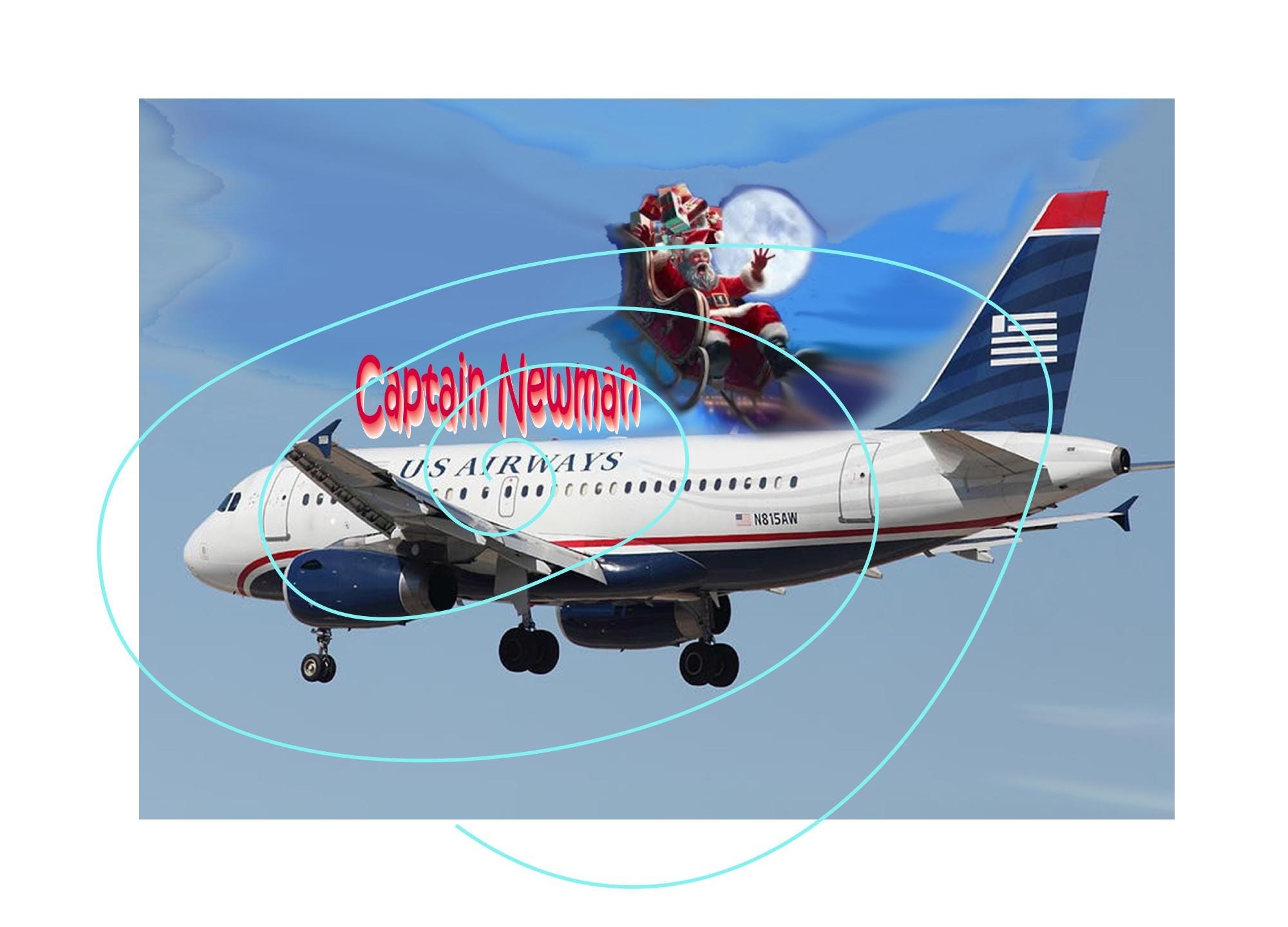 Aviation Humor Christmas Card: Santa’s Near Miss with Jet Plane