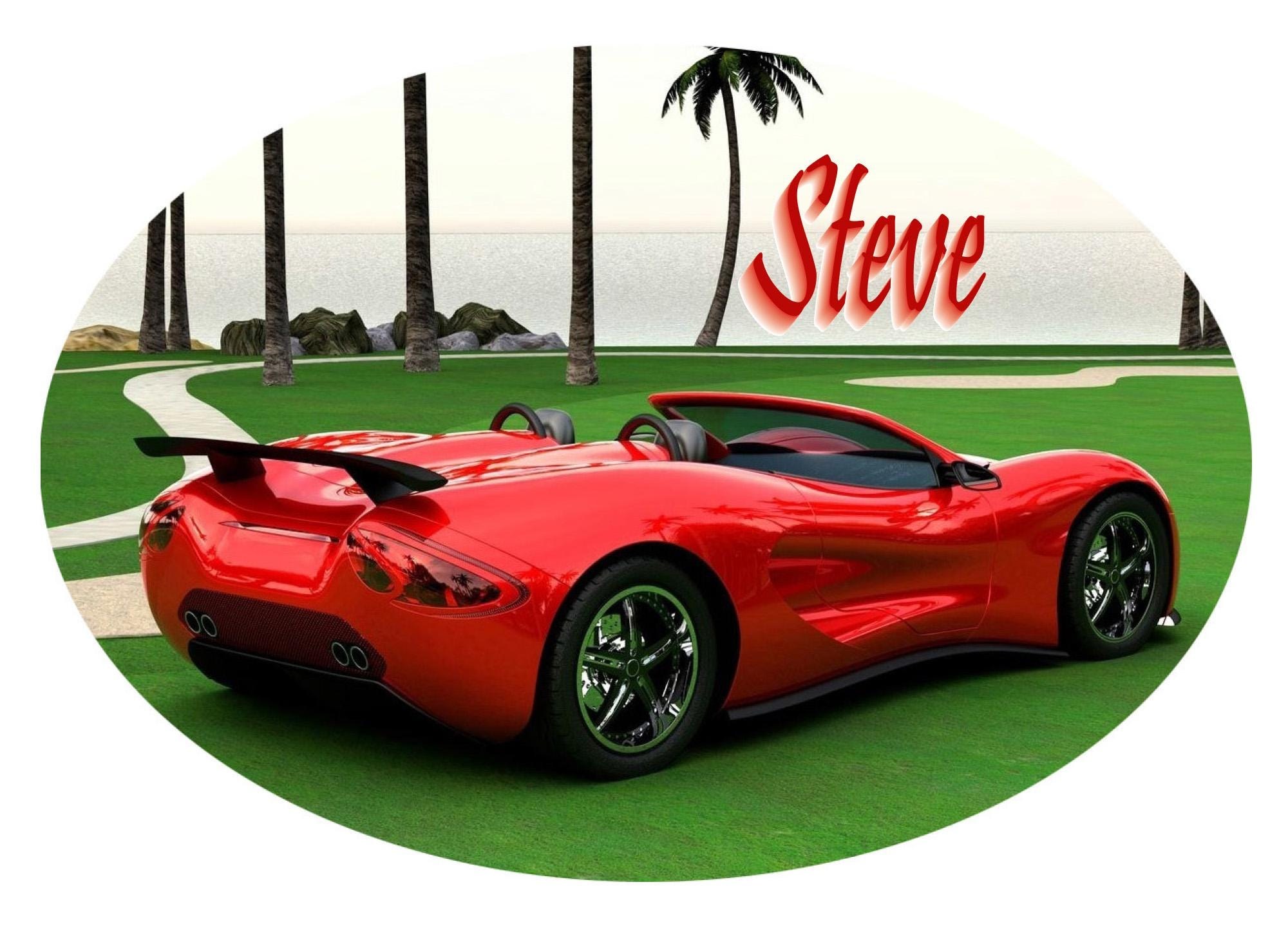 Custom Name Red Sports Car Card | Unique Handmade Birthday Humor for Car Lovers