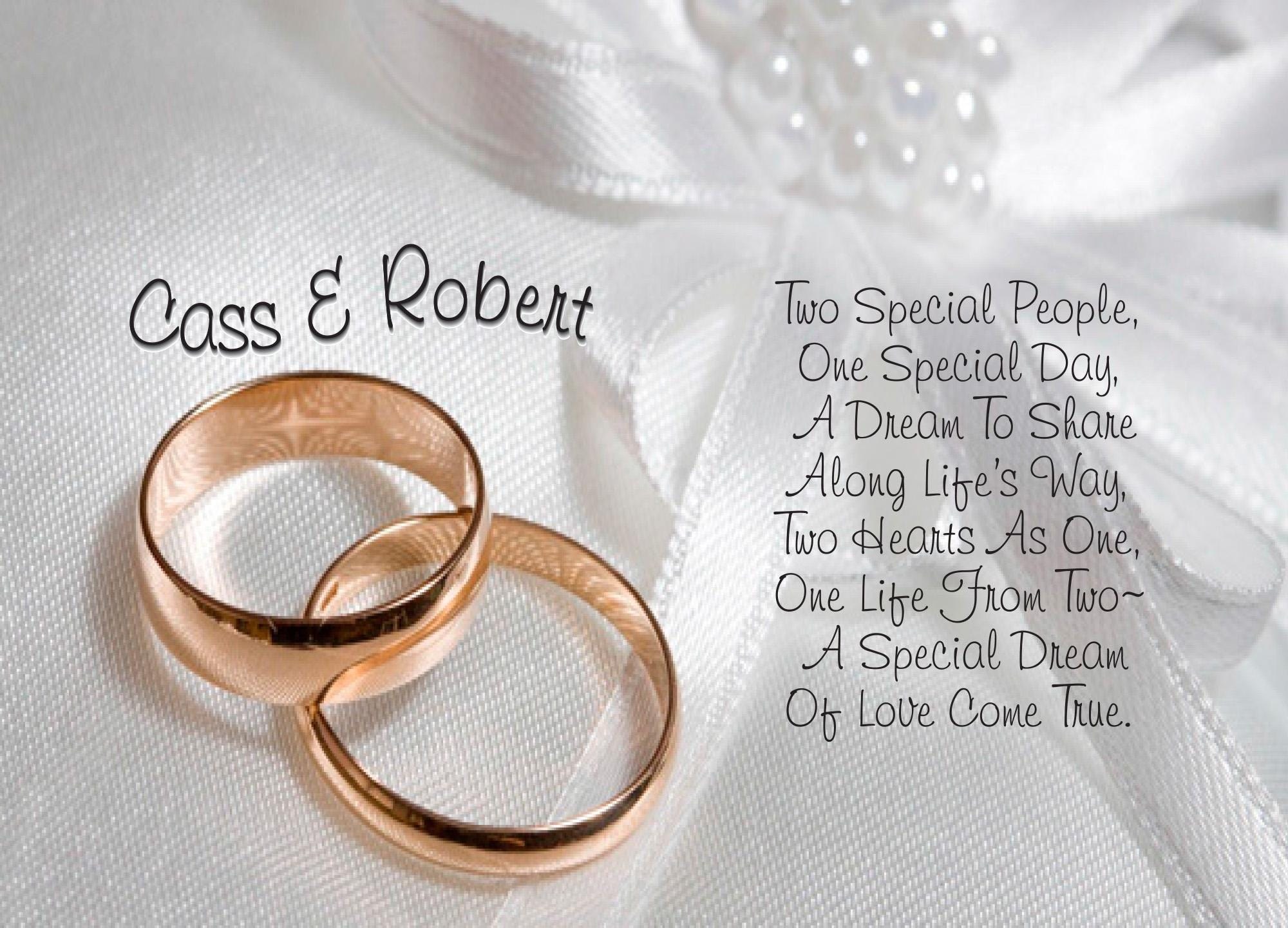 Personalized Wedding Card with Rings - Custom Handmade Anniversary