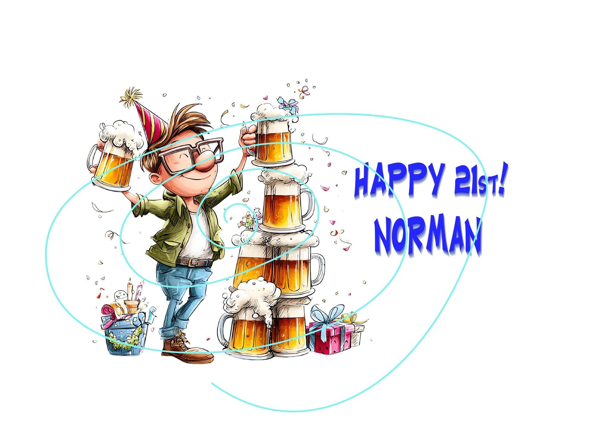21st Birthday Card - Cheers to You! May Your Hangover Be Mild