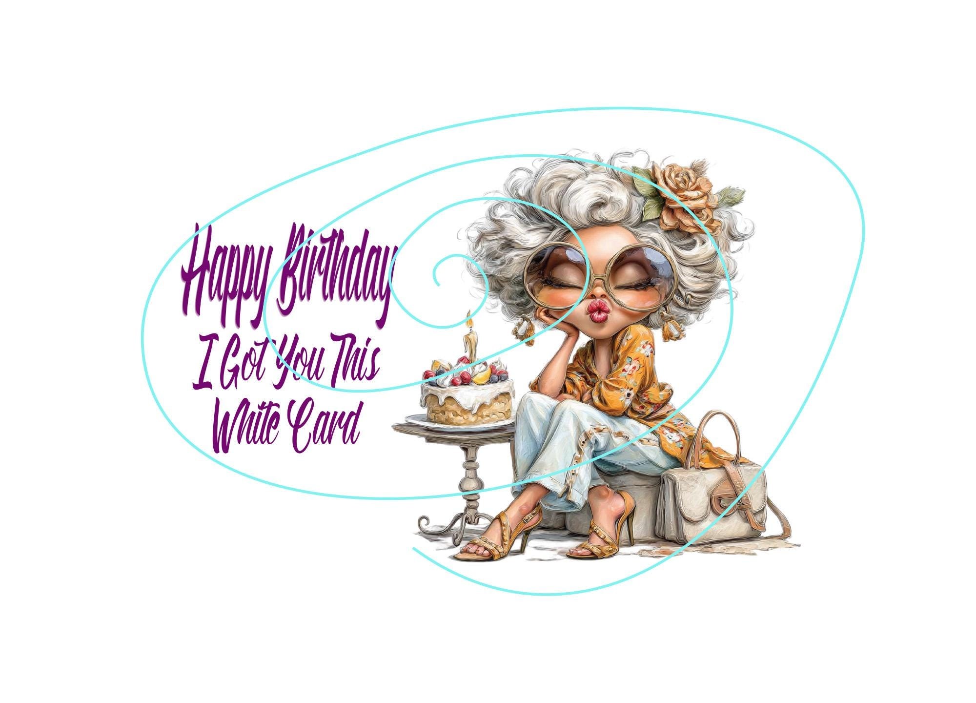Happy Birthday Card - Classy White Haired Woman - Flawless Match for Your Style!