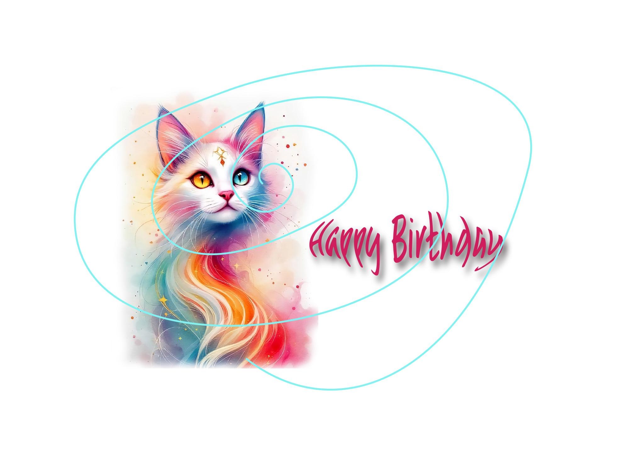 Classy Multicolor Cat Birthday Card - Purr-fect Friend Wishes!