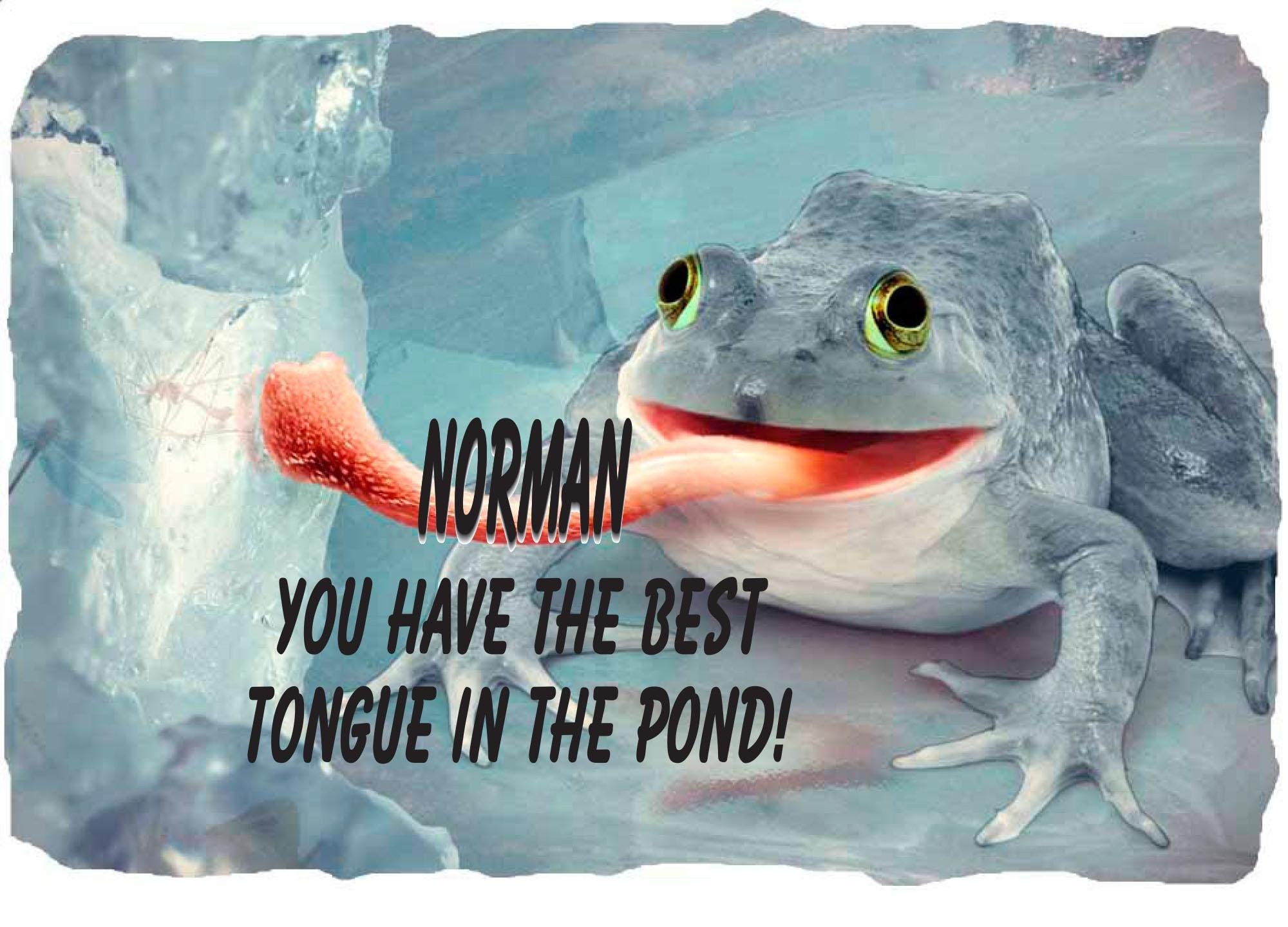 Adult Humor Birthday Card: Tongue In The Pond Fun