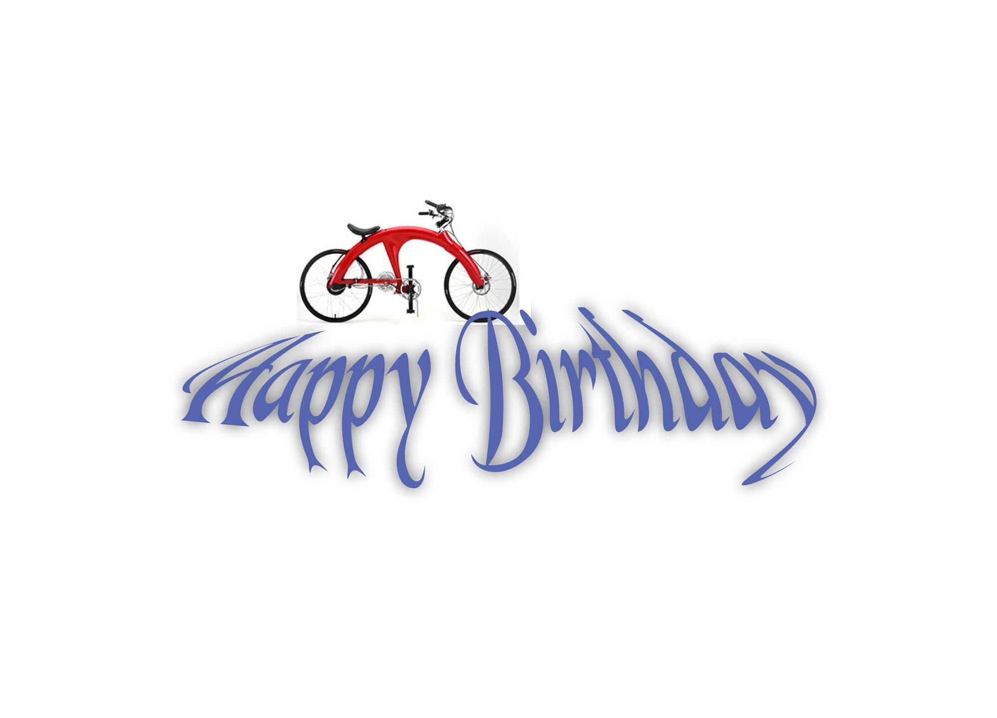 Creative Birthday Card with Blue Text - Blank Inside Digital Download