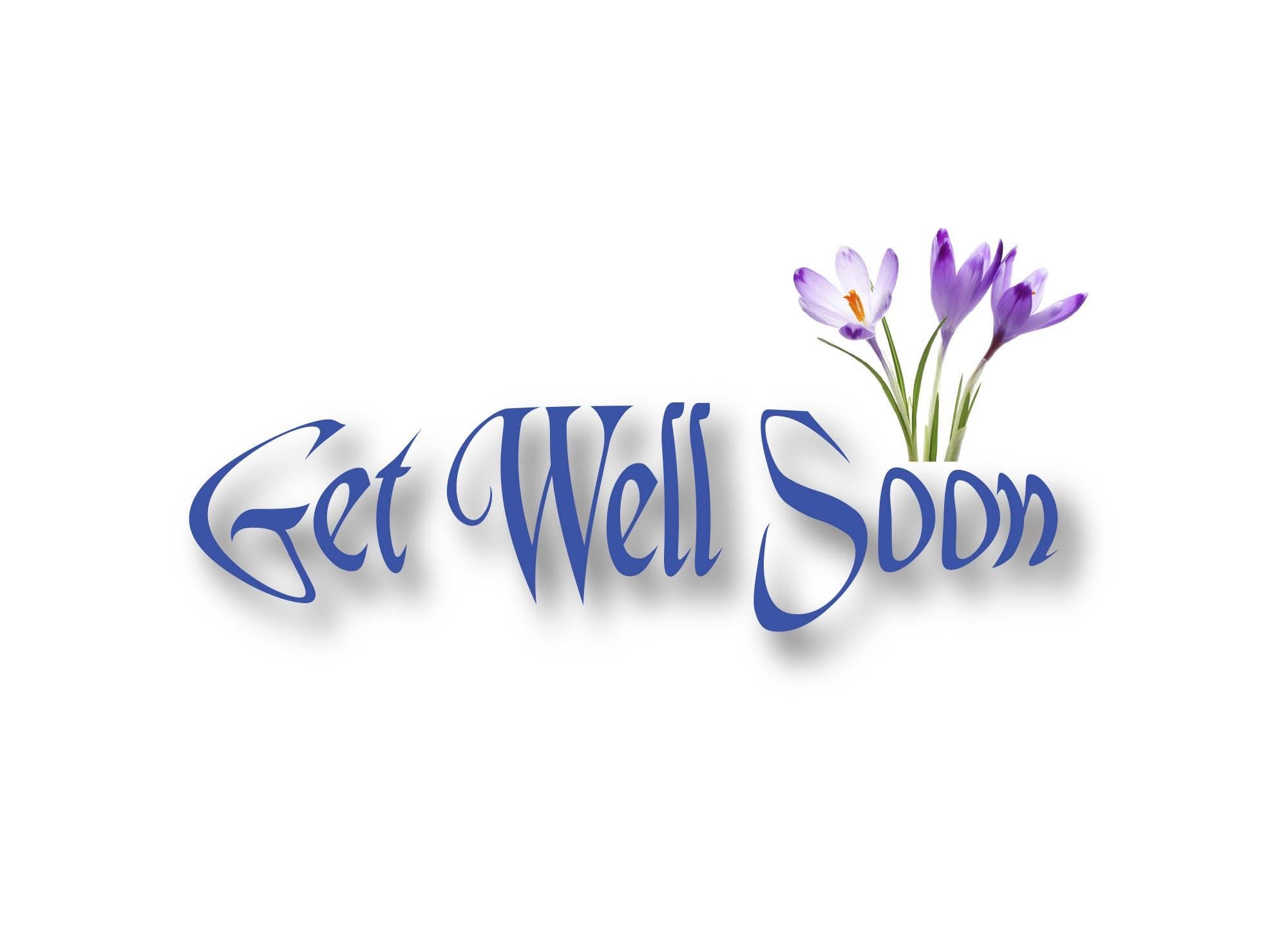 Get Well Soon Card | Fancy Artistic Text with Blue & Purple Crocus | Digital Download