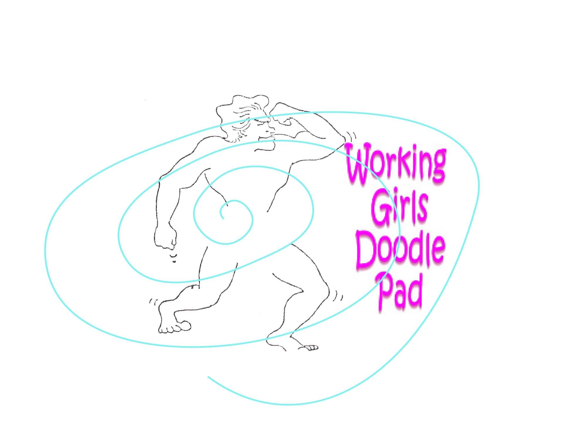 Digital Adult Humor Card: Working Girls Doodle Pad Featuring Naked Man Art