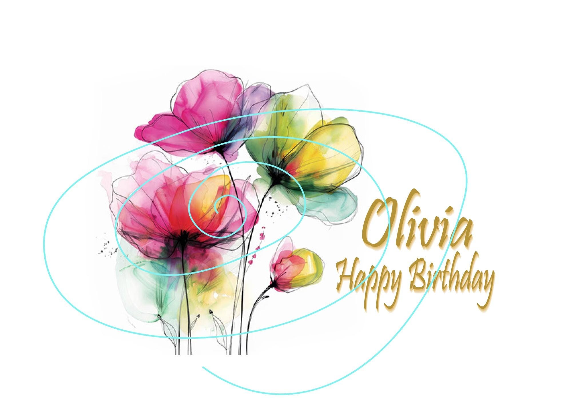 Personalized Birthday Card - Aged to Perfection with Pastel Watercolor Flowers