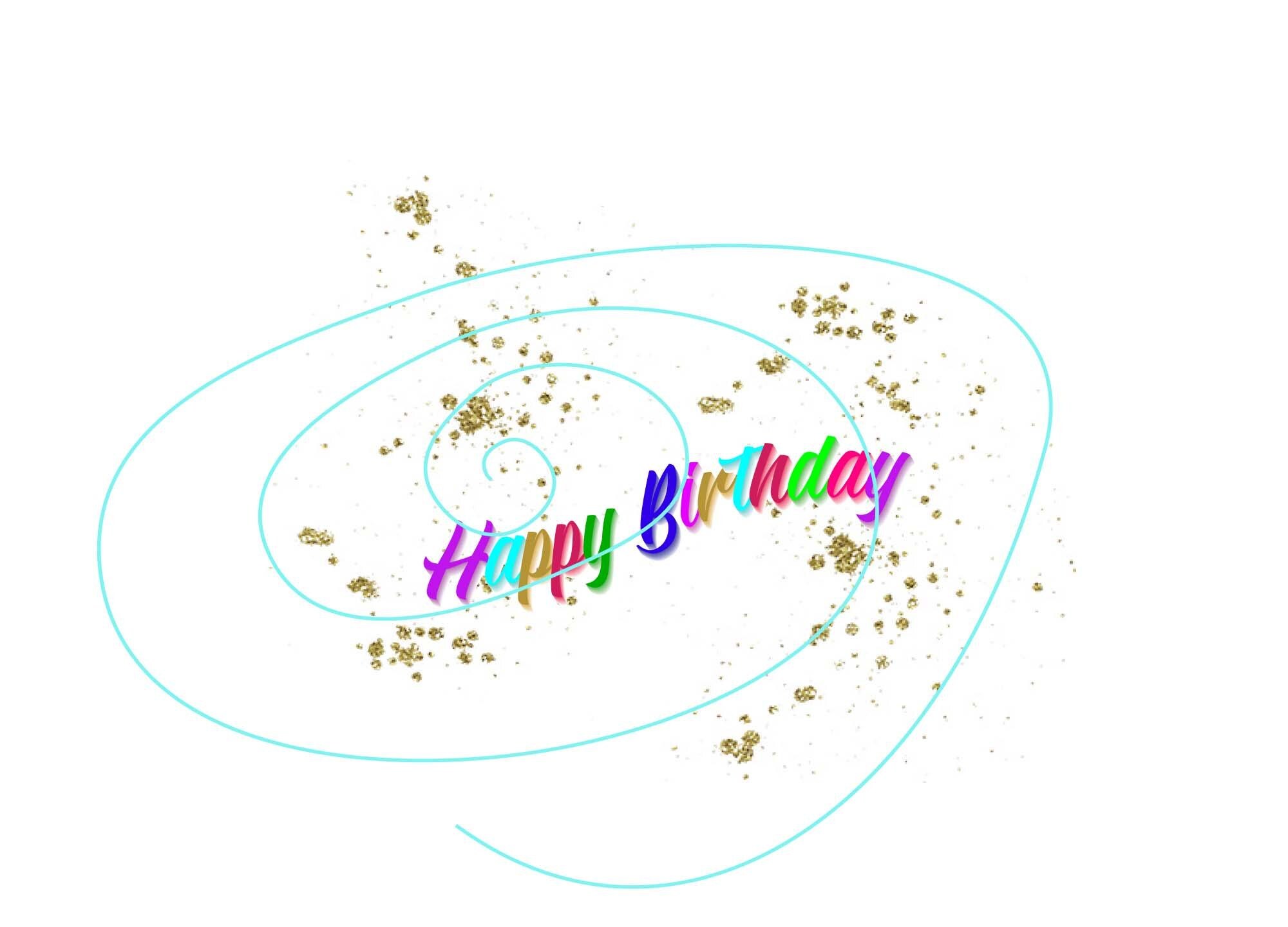 Happy Birthday Digital Card - Colorful Design with Glitter Highlights!