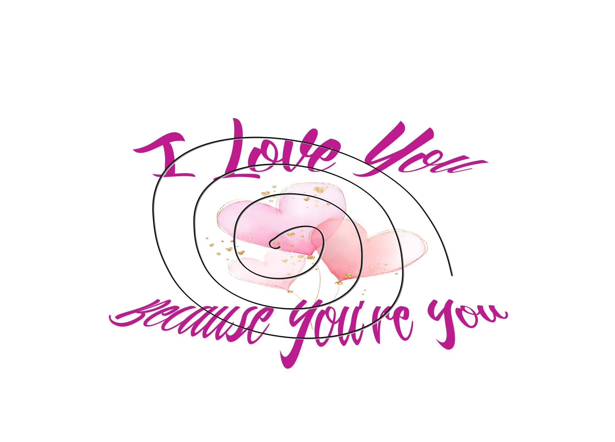I Love You Because You’re Card – Pink Abstract Hearts (Digital Download)