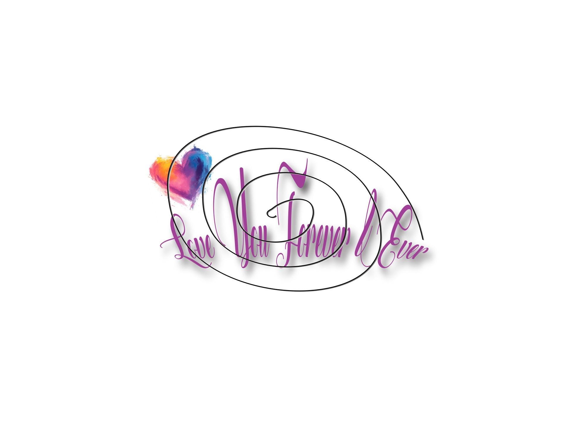 Love You Forever & Ever Card | Abstract Multicolor Heart | Digital Card Blank Inside