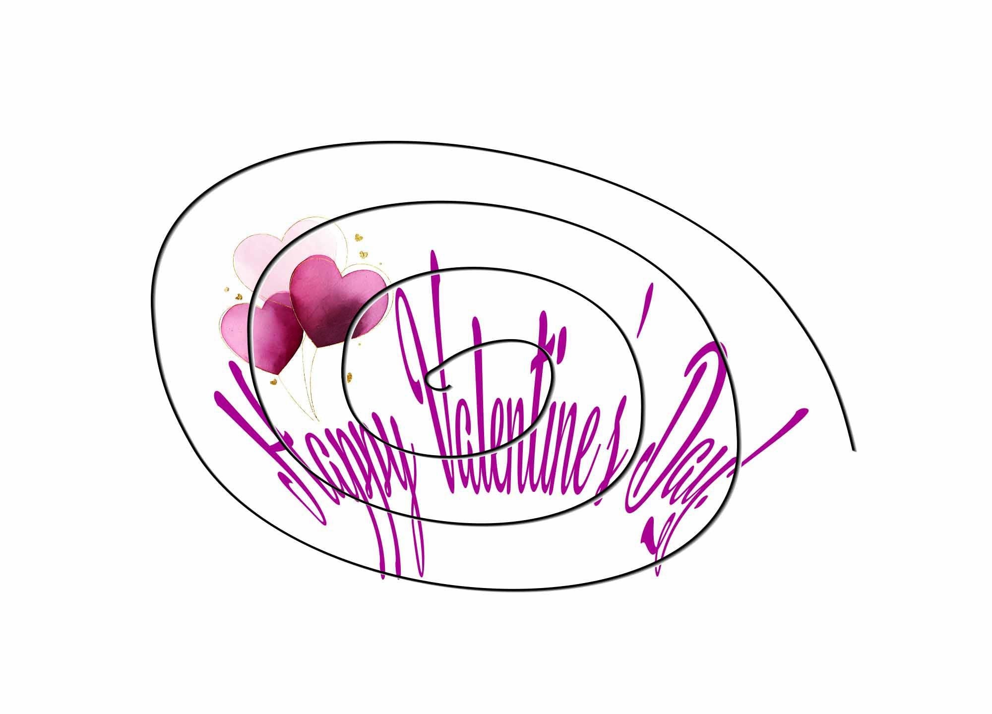 Watercolor Hearts Digital Valentine’s Day Card - Blank Interior, Dark Red Creative Font