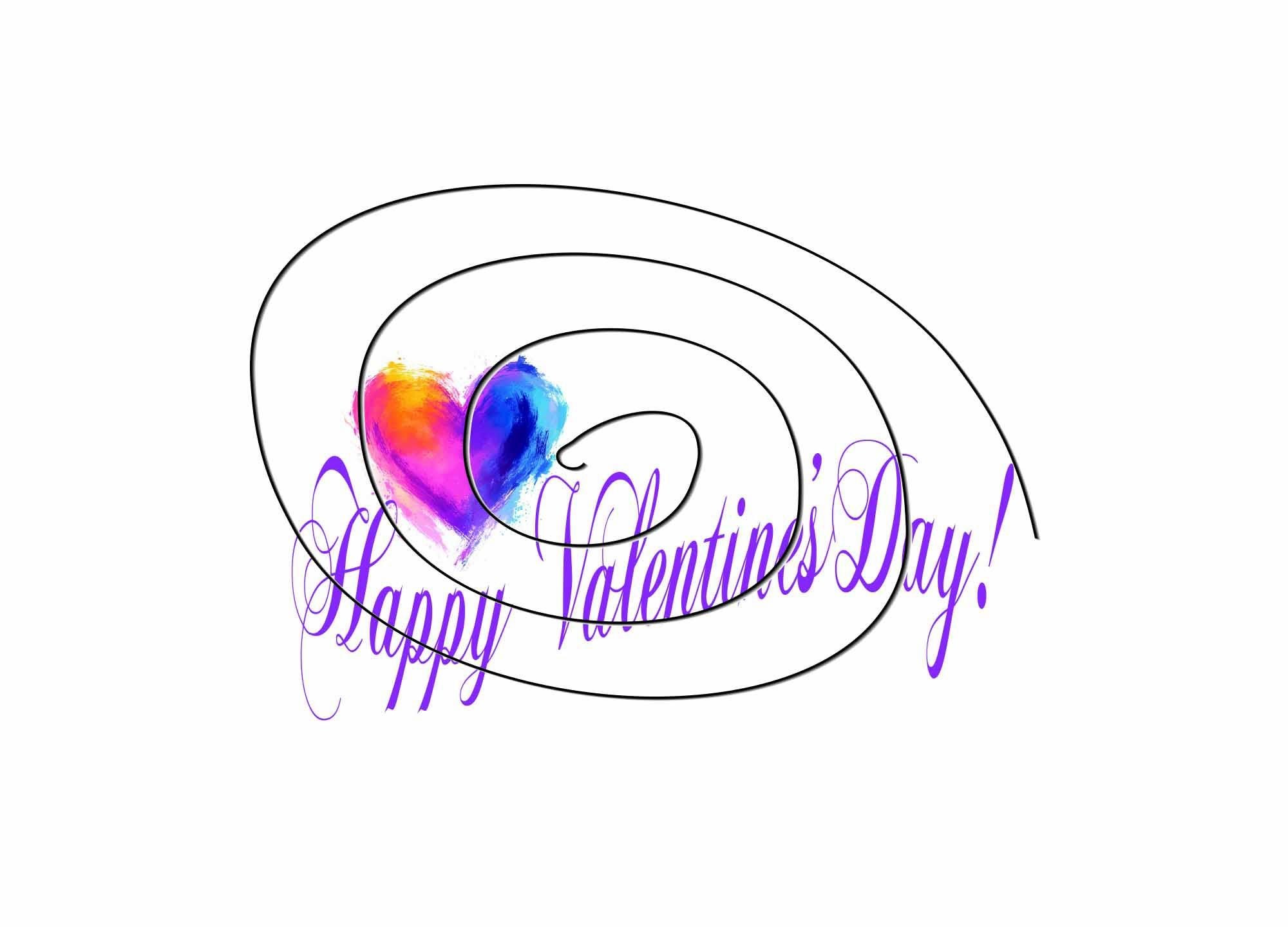 Digital Valentine’s Day Card - Blank Inside, Purple Multicolor Abstract Heart Design