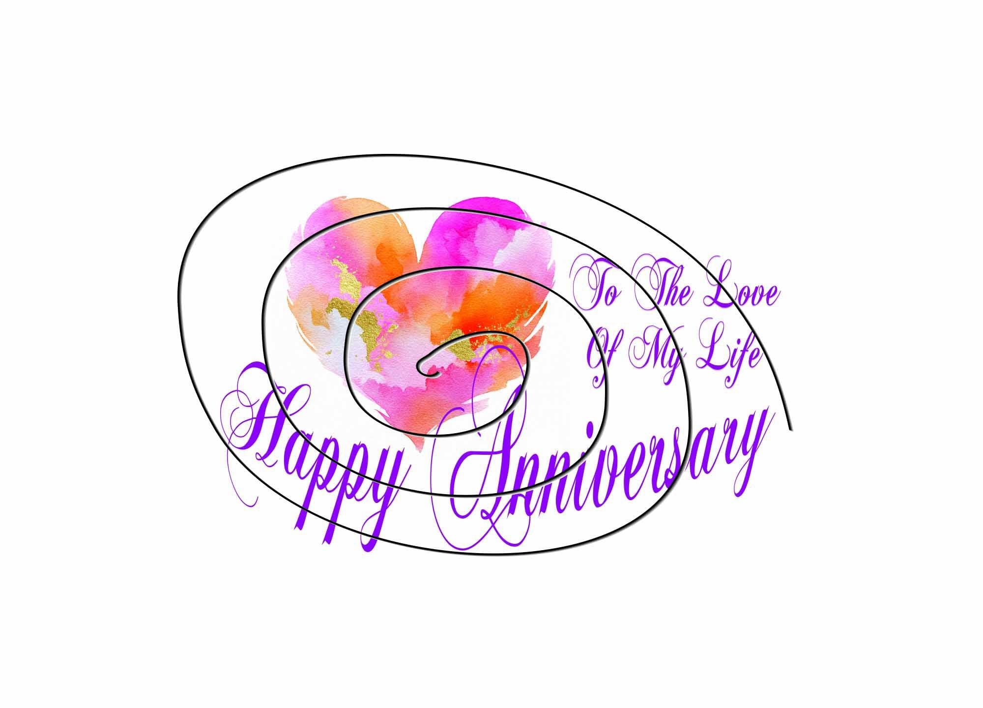 Watercolor Heart Anniversary Card – Love of My Life Message (Digital Download)