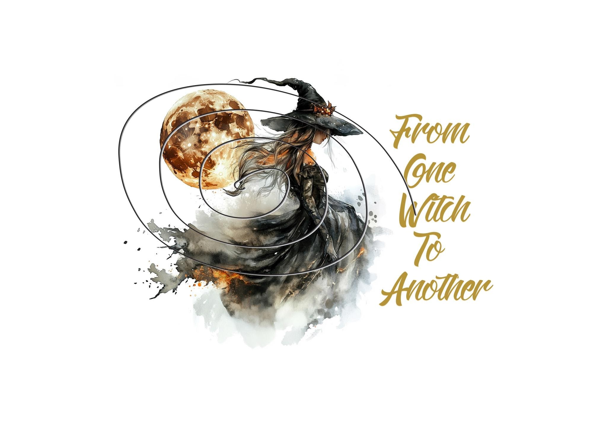 Watercolor Witch Birthday Card | Gold Highlights | From One Witch to Another