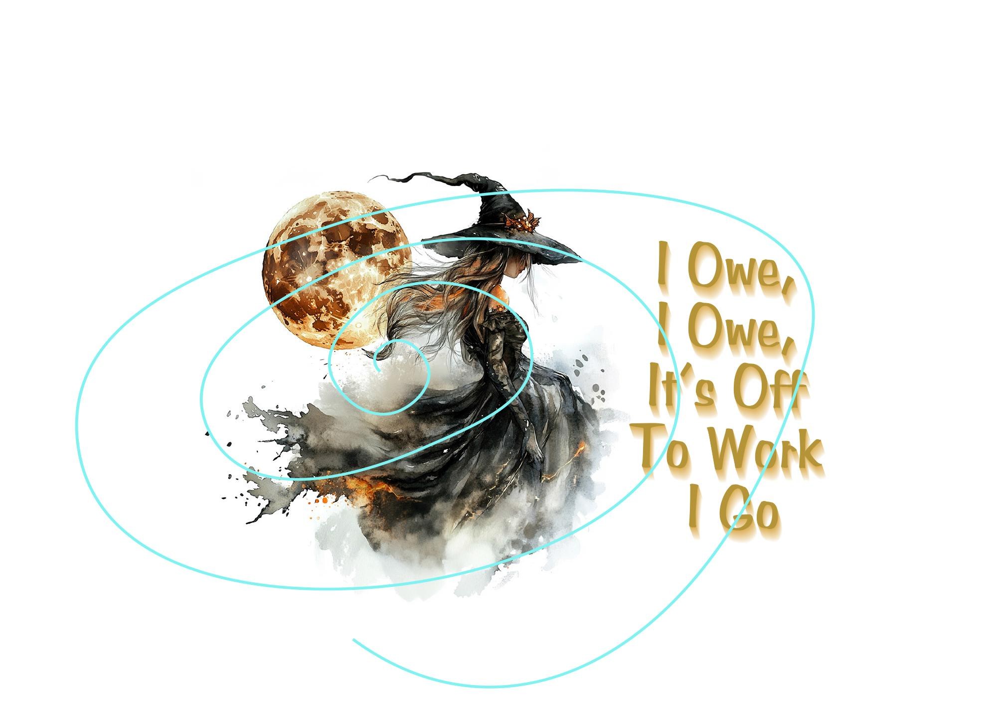 Autumn-Themed Digital Card - Blank with Young Witch & Gold Full Moon Design