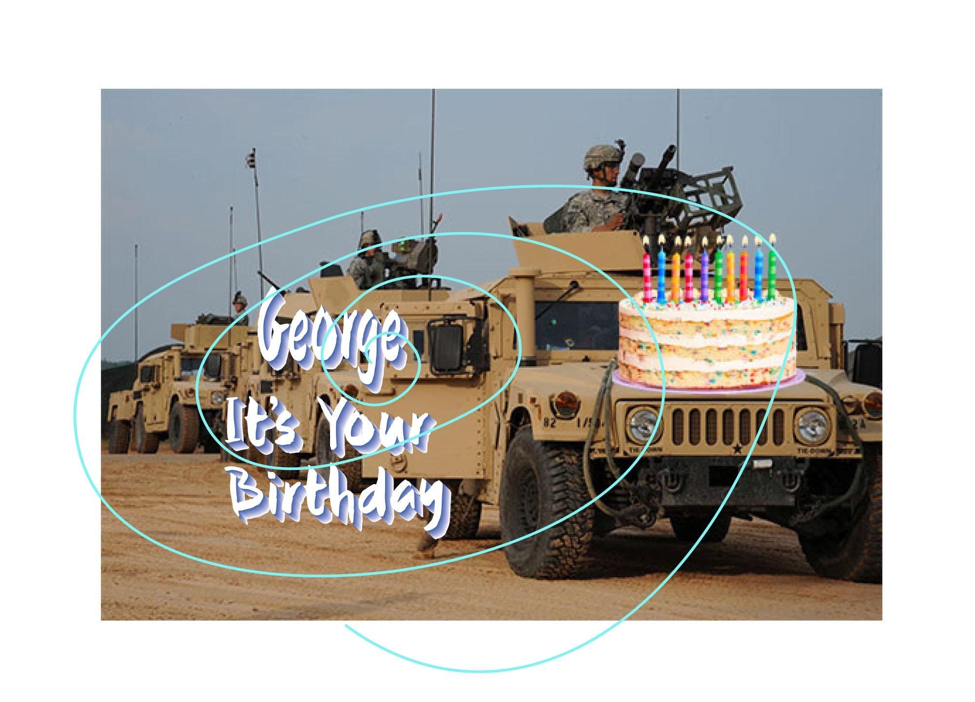 Happy Birthday Soldier Card - Military Birthday Card with Big Guns Blast Wishes