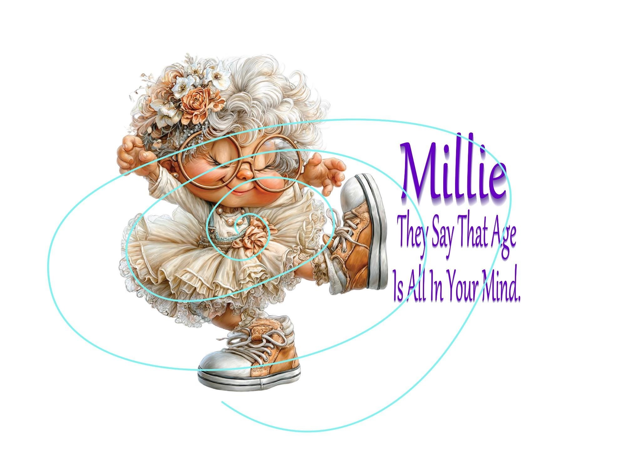 Funny Birthday Card: Age Is Just a State of Mind - Dancing Old Lady Design