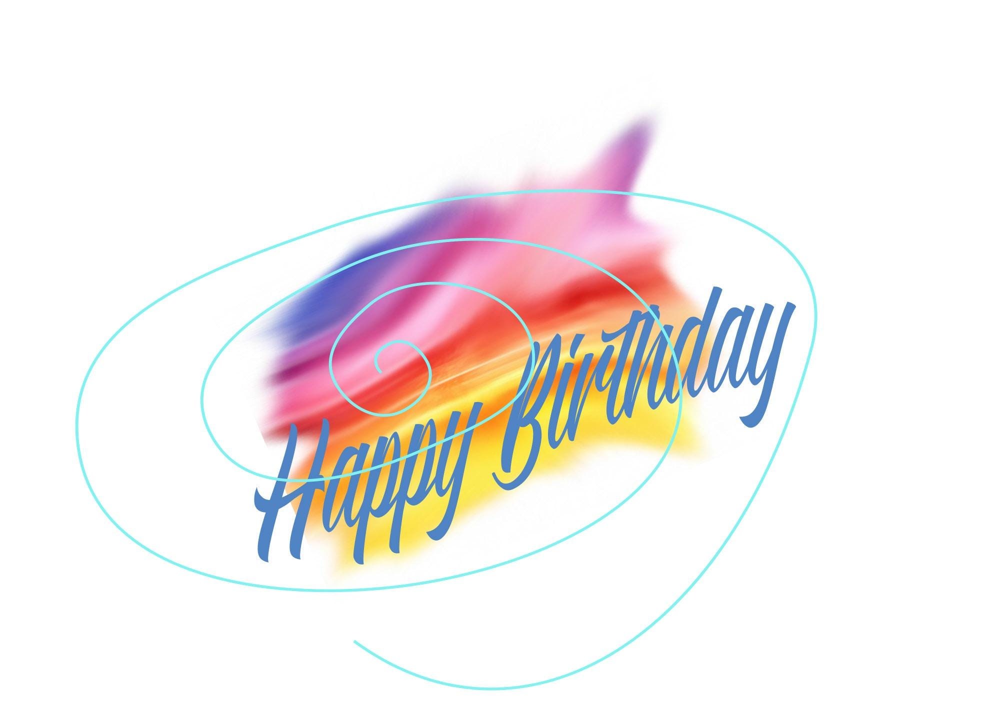 Artistic Font Birthday Card - DIY, Blank Inside, Colorful Splash Design
