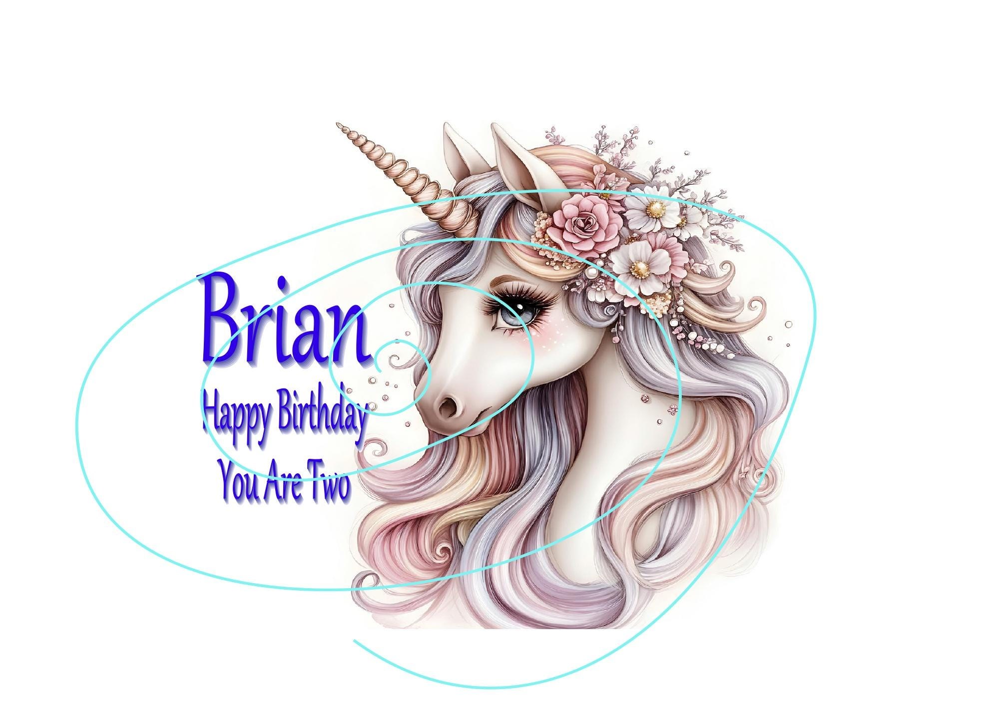 Personalized Unicorn Birthday Card – Happy 2nd Birthday Little Prince-Any Age