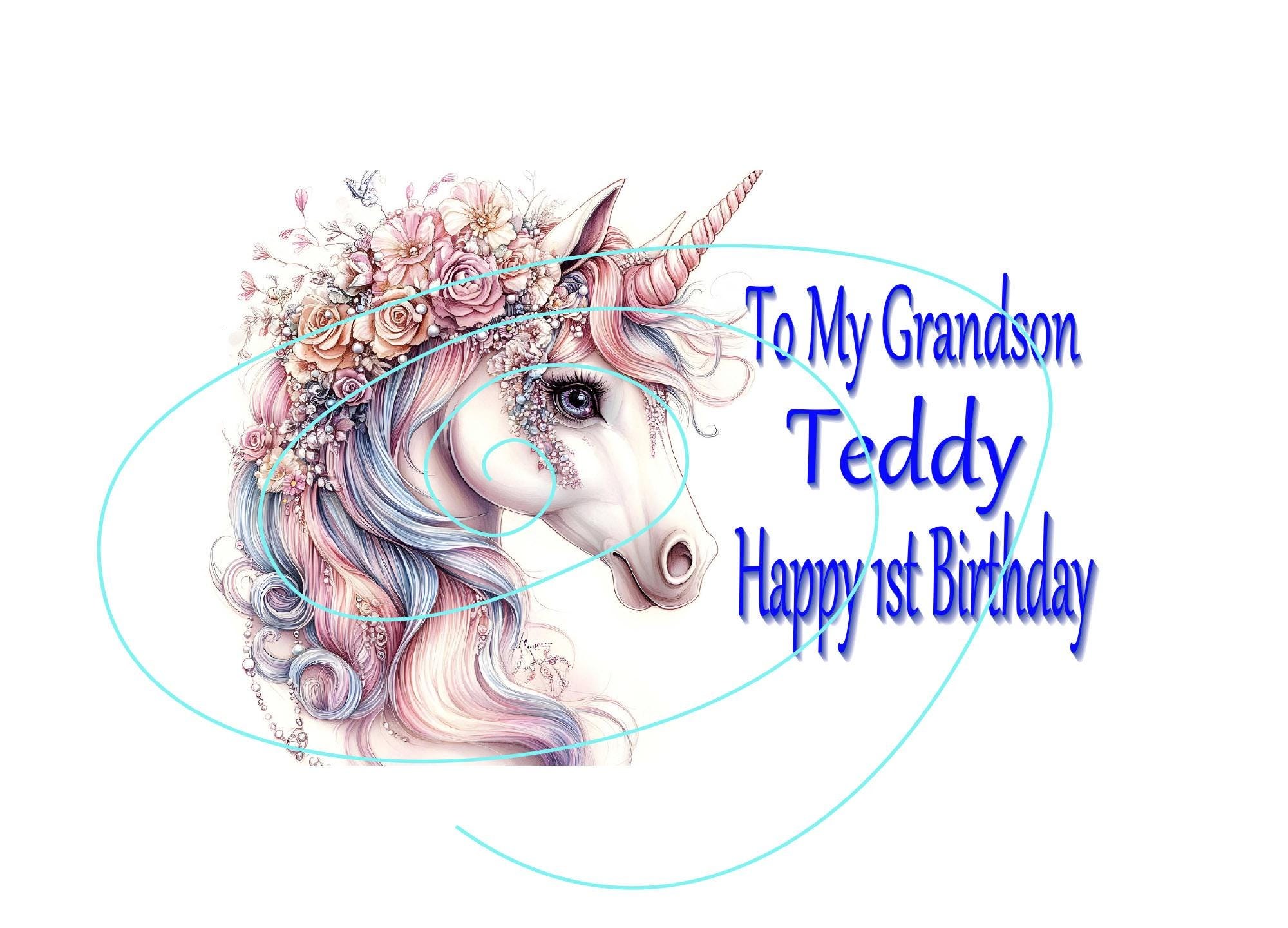 Unicorn Birthday Card – Happy 1st Birthday for Toddler Boy-Girl-Any Age