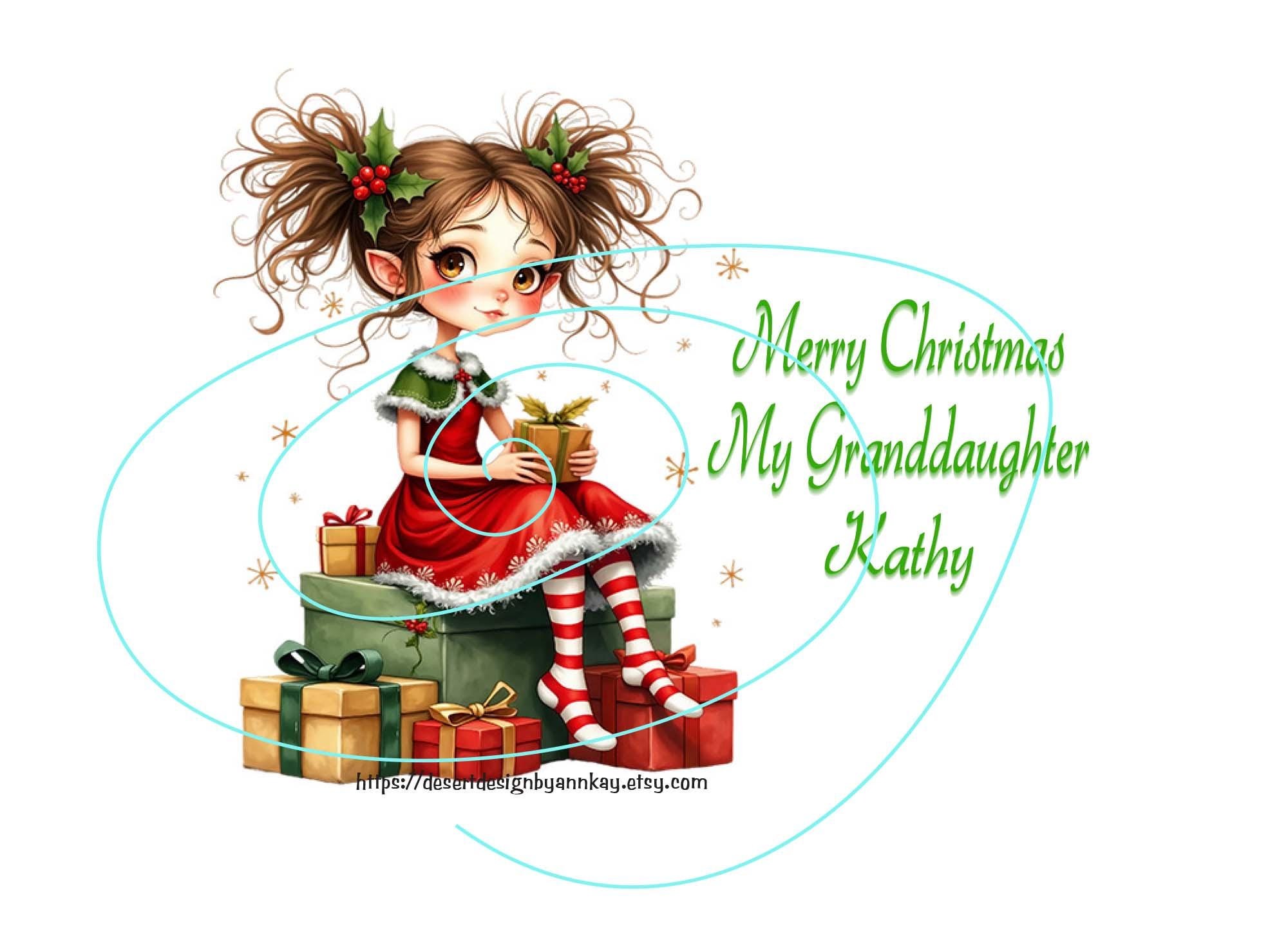 Festive Gingerbread Hugs & Peppermint Kisses Christmas Card for Family: Daughter, Niece, Granddaughter