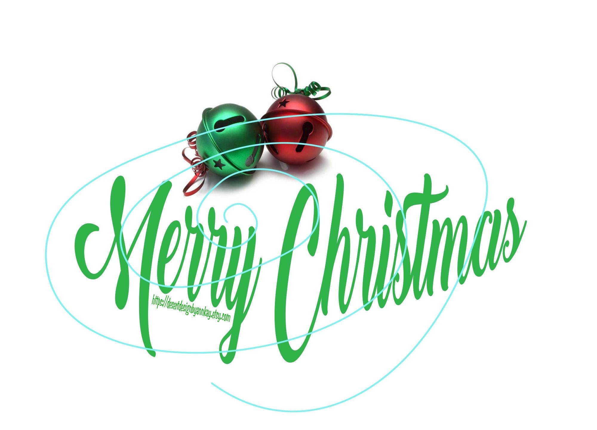 Digital Christmas Card with Jingle Bells - Artistic Lettering, Blank Interior