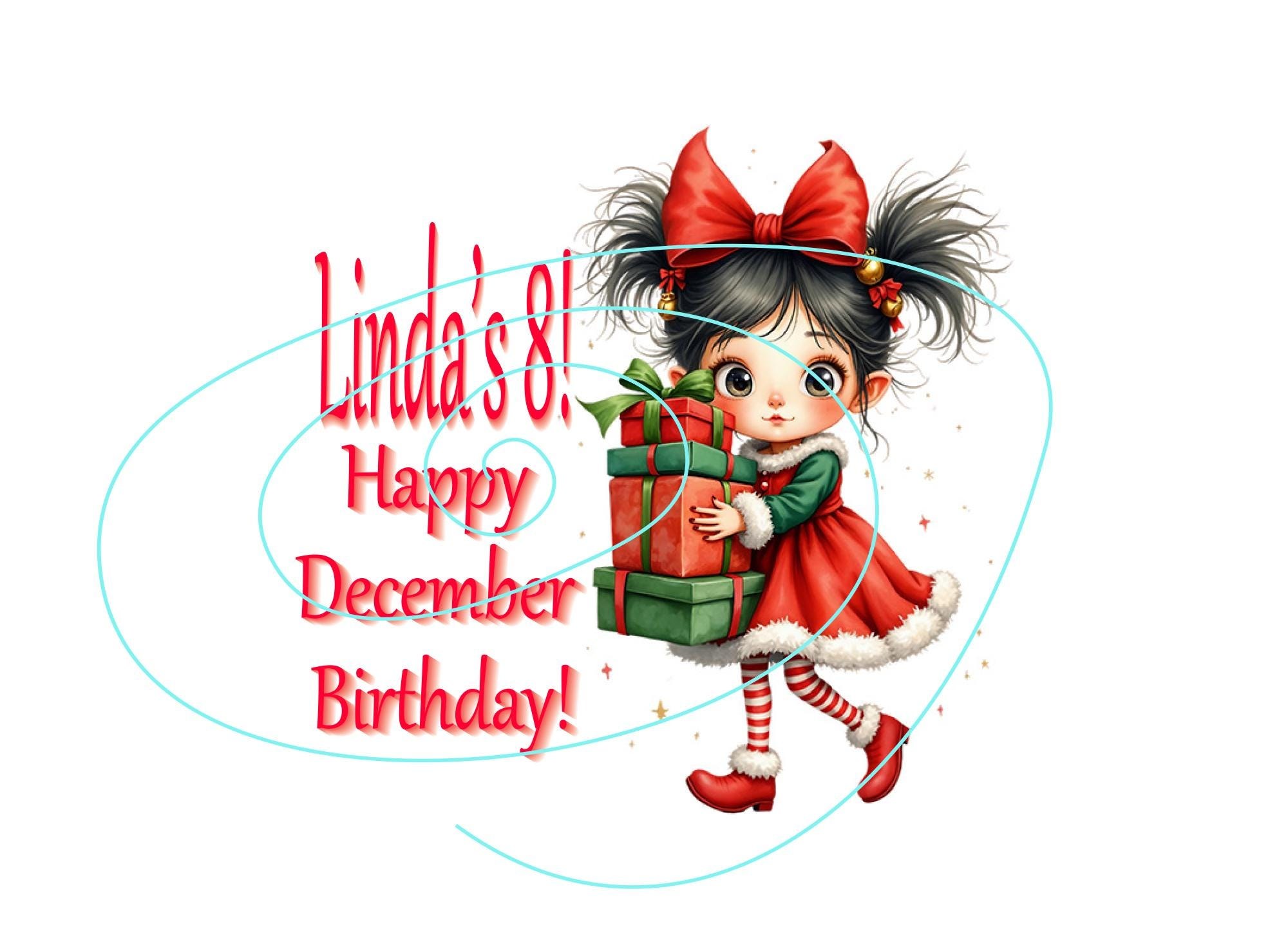 Personalized Little Girl December Birthday Card - Any Age - Wishing You All Your Dreams!