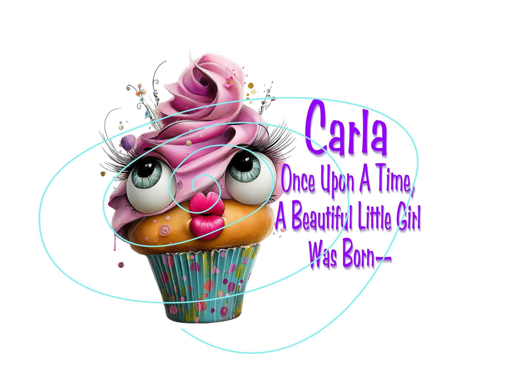 Once Upon a Time Birthday Card – Whimsical Girl, Cupcake Design