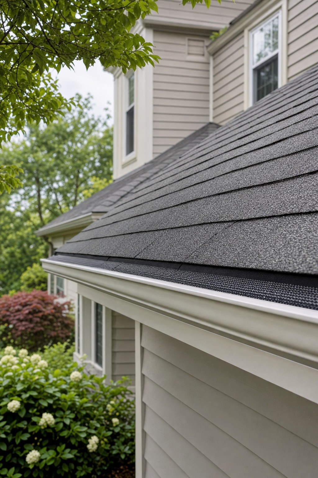 Clean roof edge and gutter on a home exterior