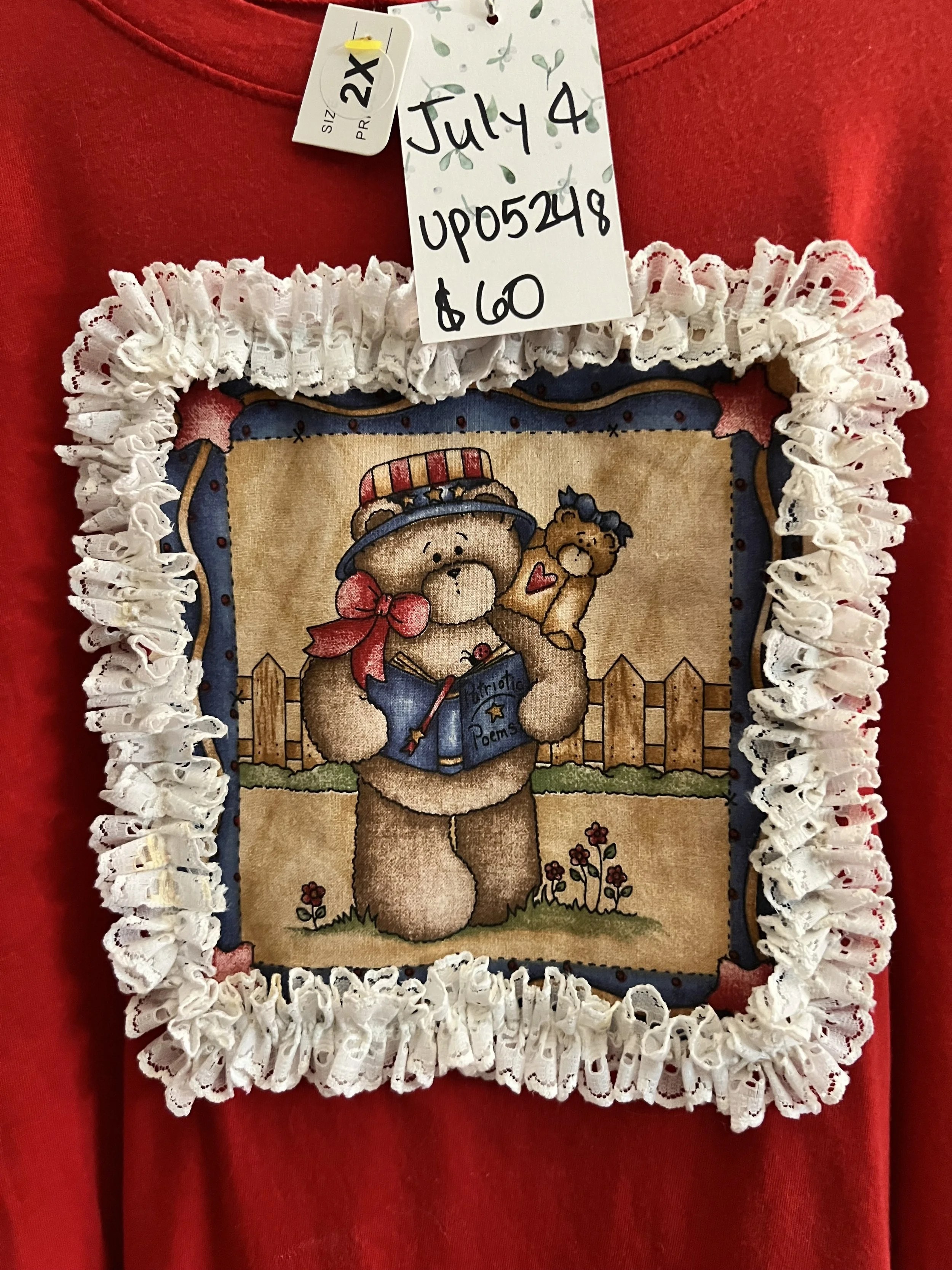 Reworked Womens Tshirt Americana July 4th Spirit Size: 2X