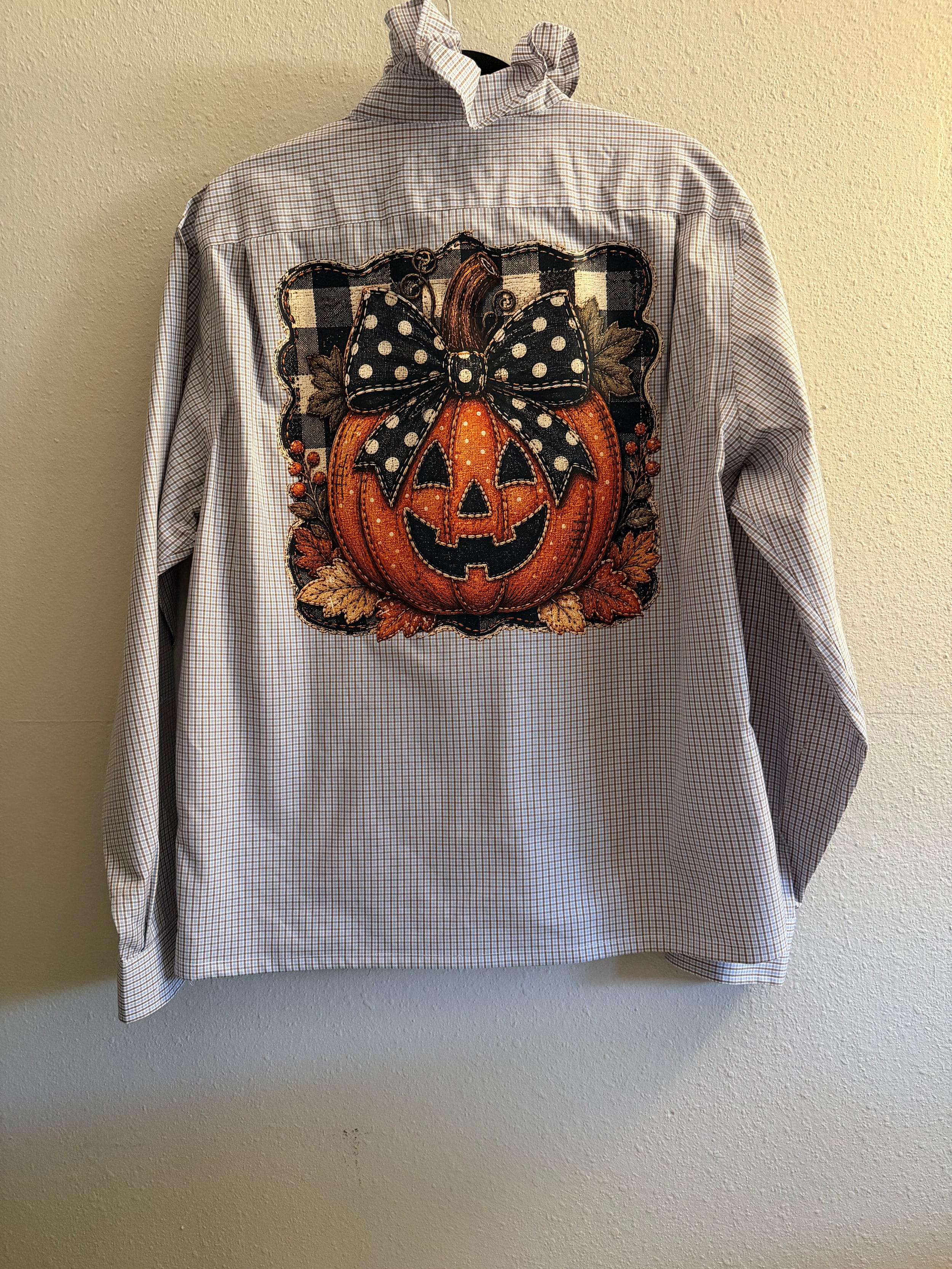 Men's Remade Ruffle Neck Pumpkin Shirt, front view