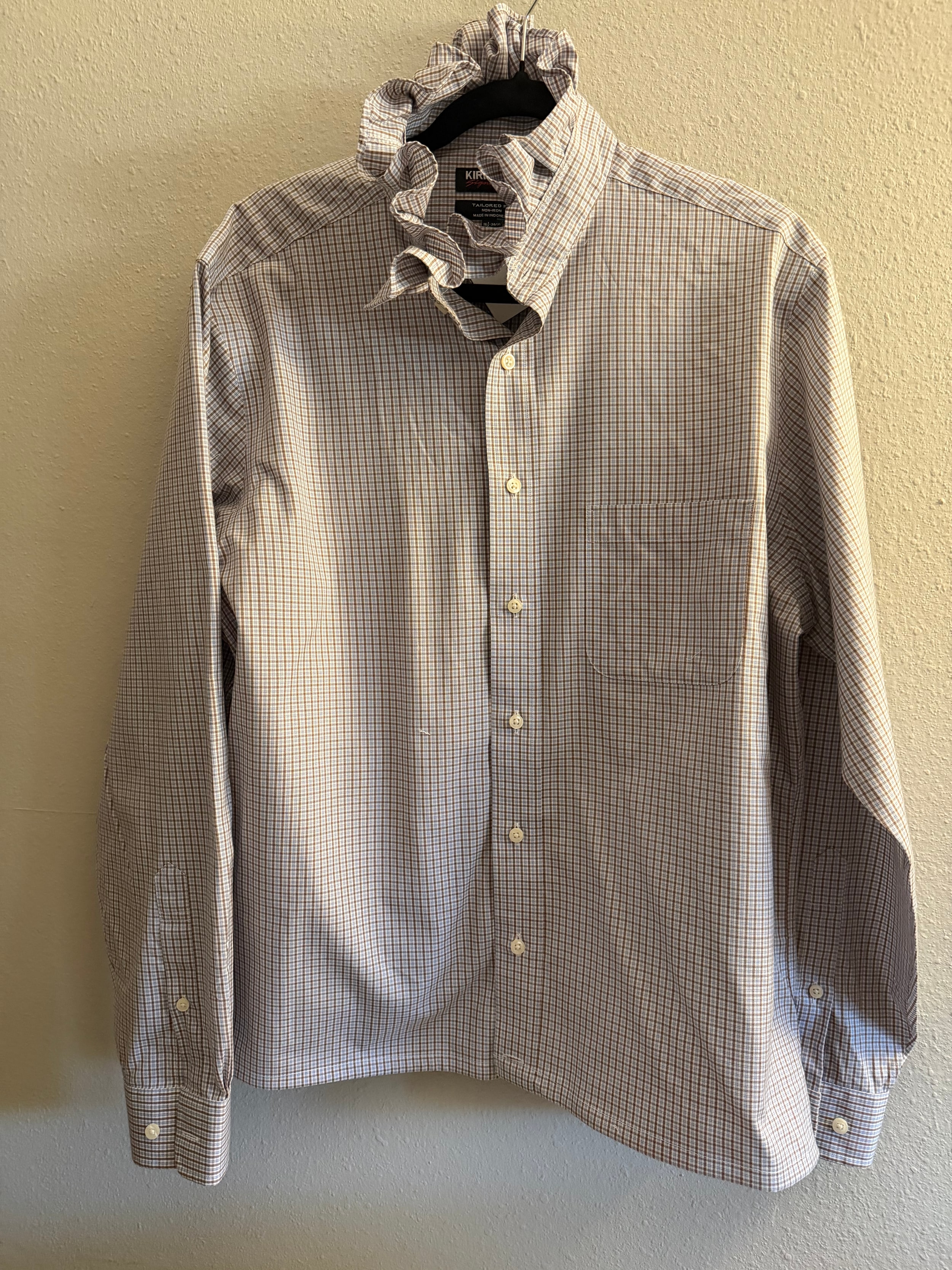 Men's Remade Ruffle Neck Pumpkin Shirt, back view