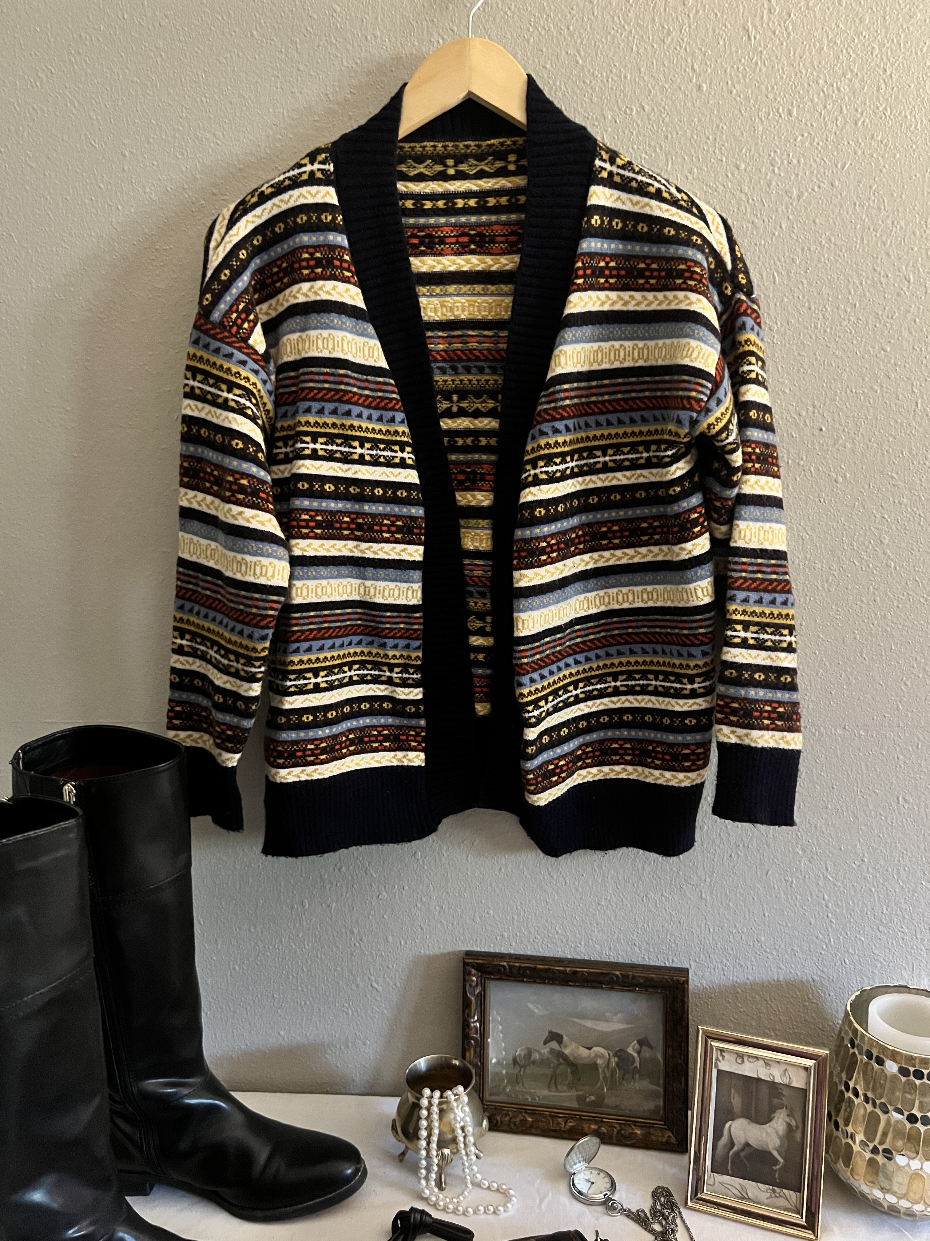 Vintage Tan & Brown Button up Sweater  Size: 1X