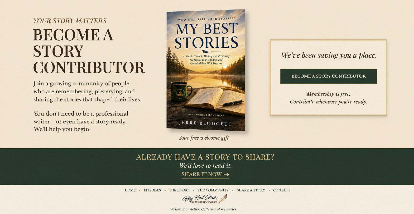 Become a story contributor and receive a free My Best Stories eBook