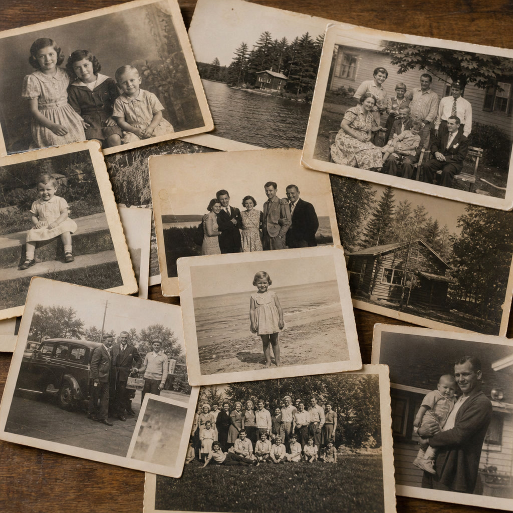 A collage of old family photographs