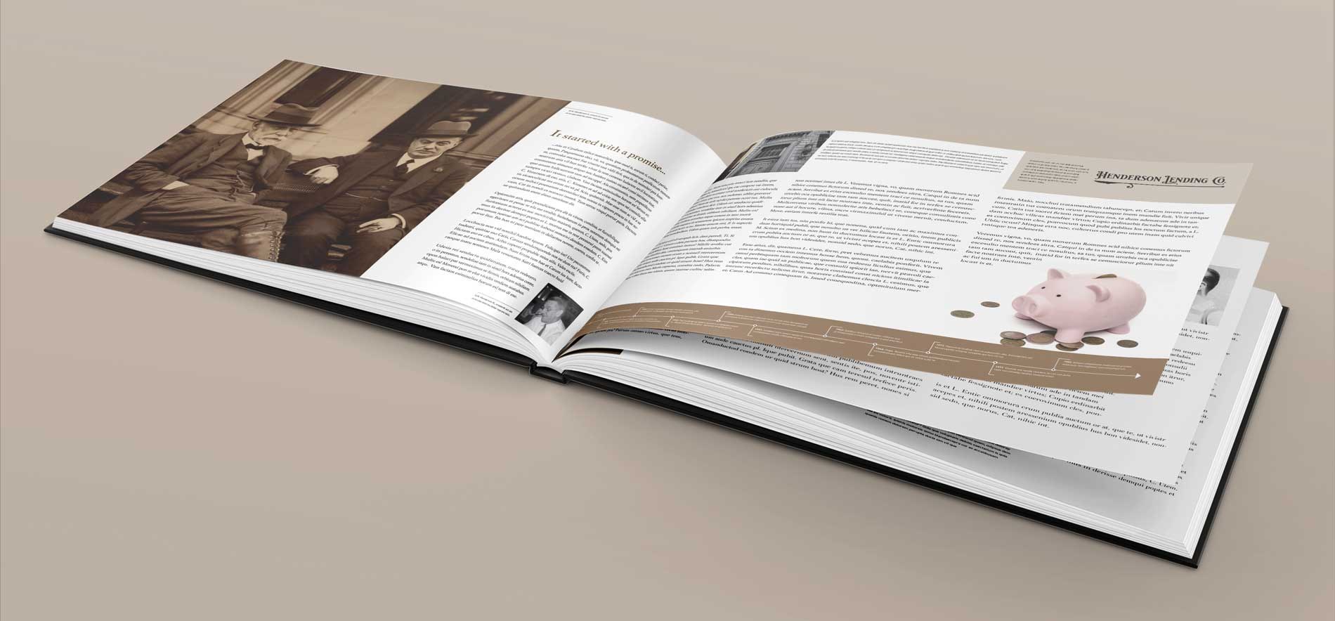A custom family biography opened across a table
