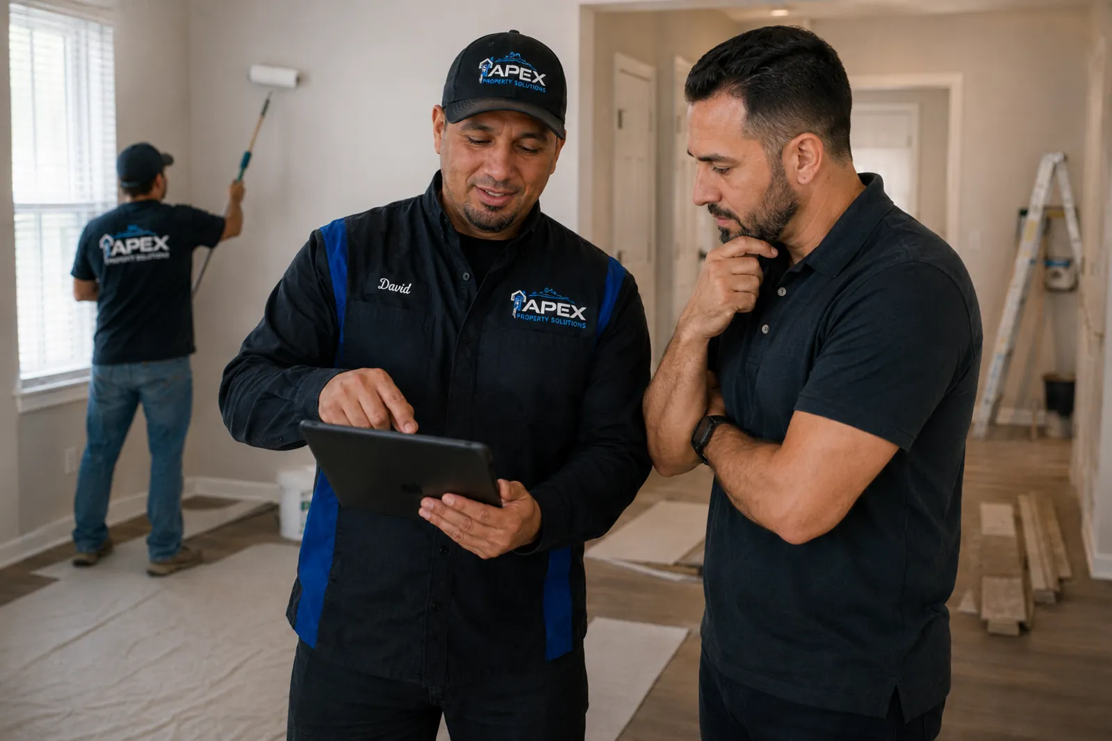 Apex Make Ready team reviewing a finished apartment