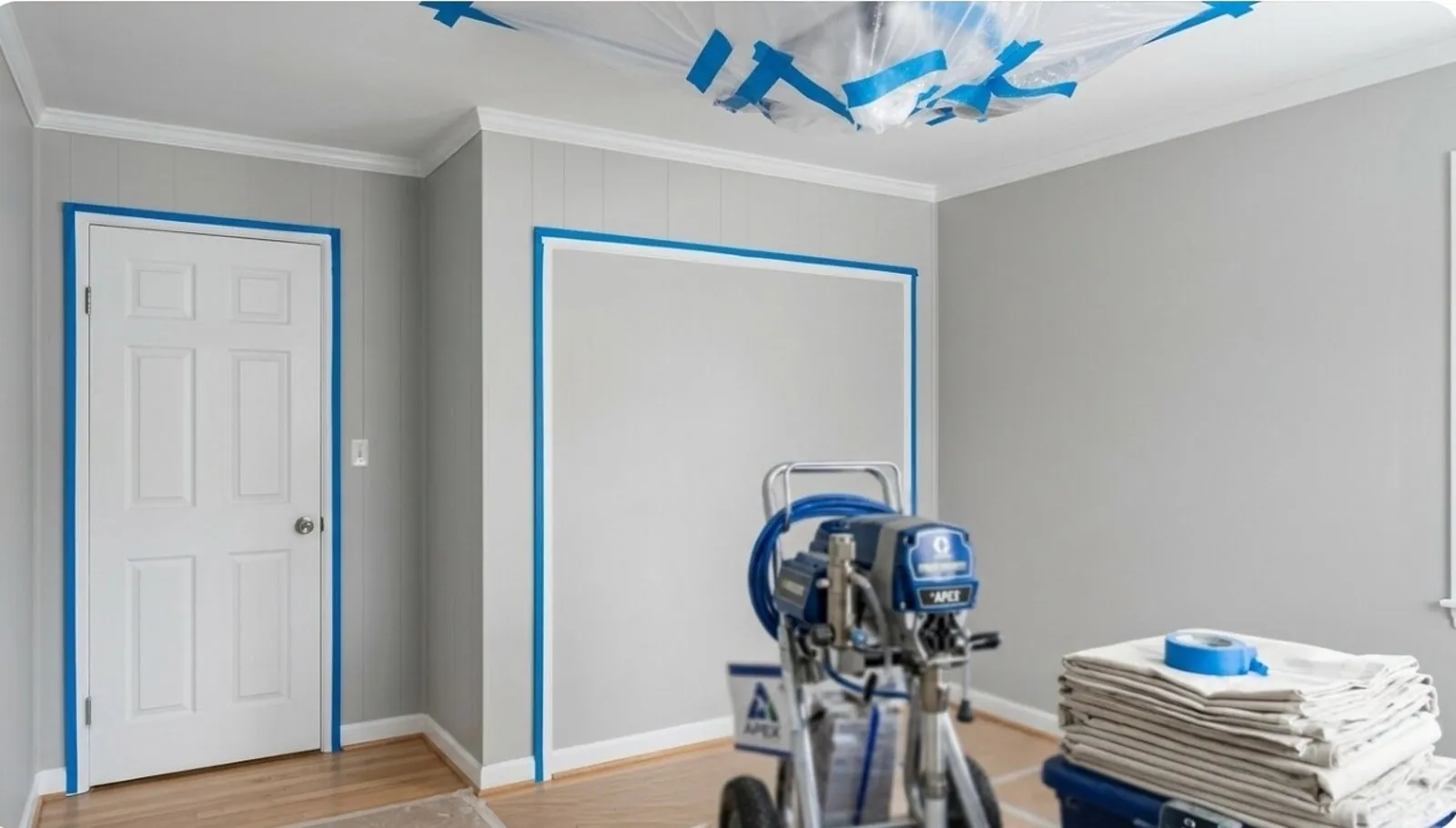 Apex crew preparing a freshly painted apartment interior