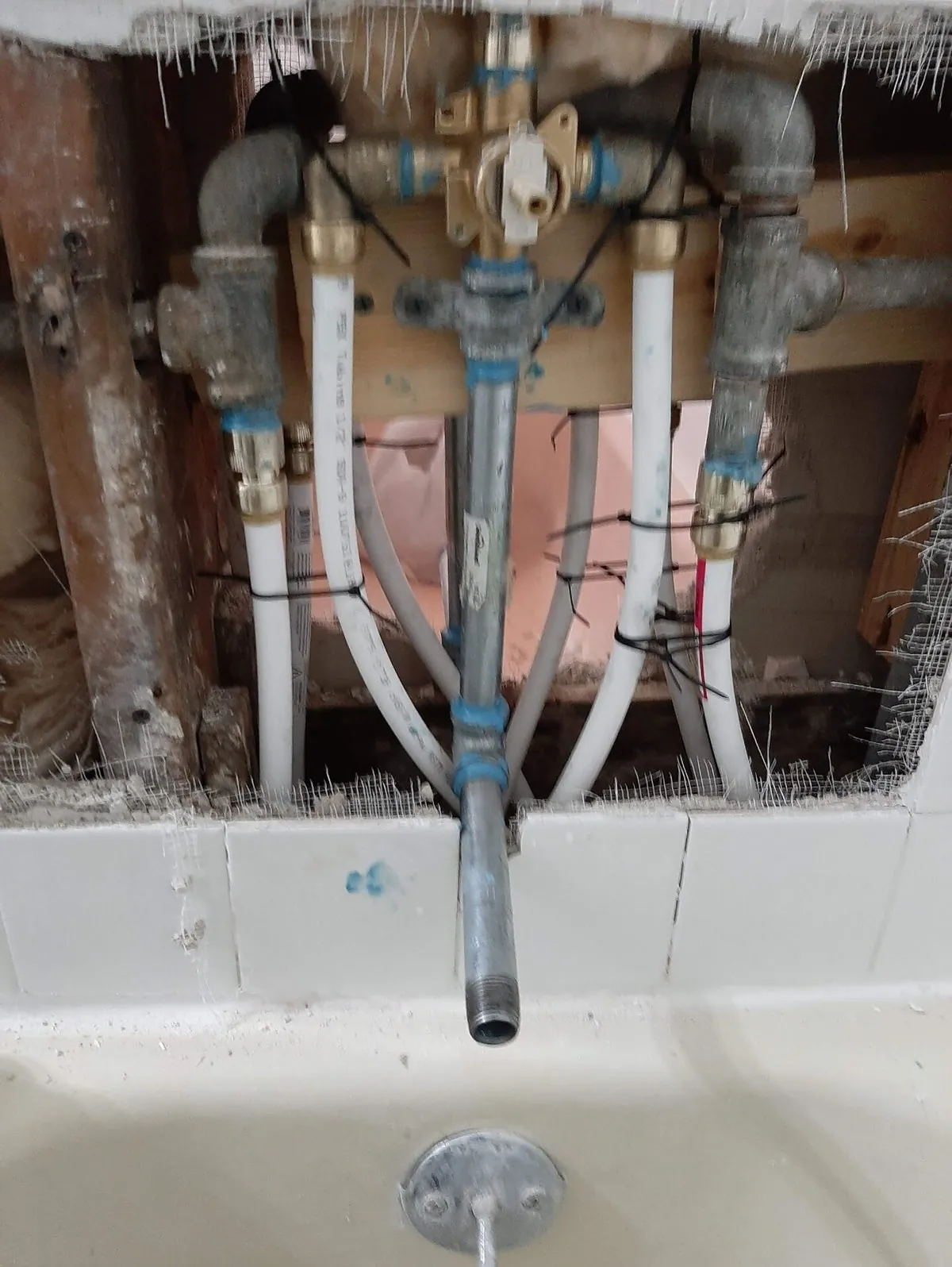 Plumbing repair in progress