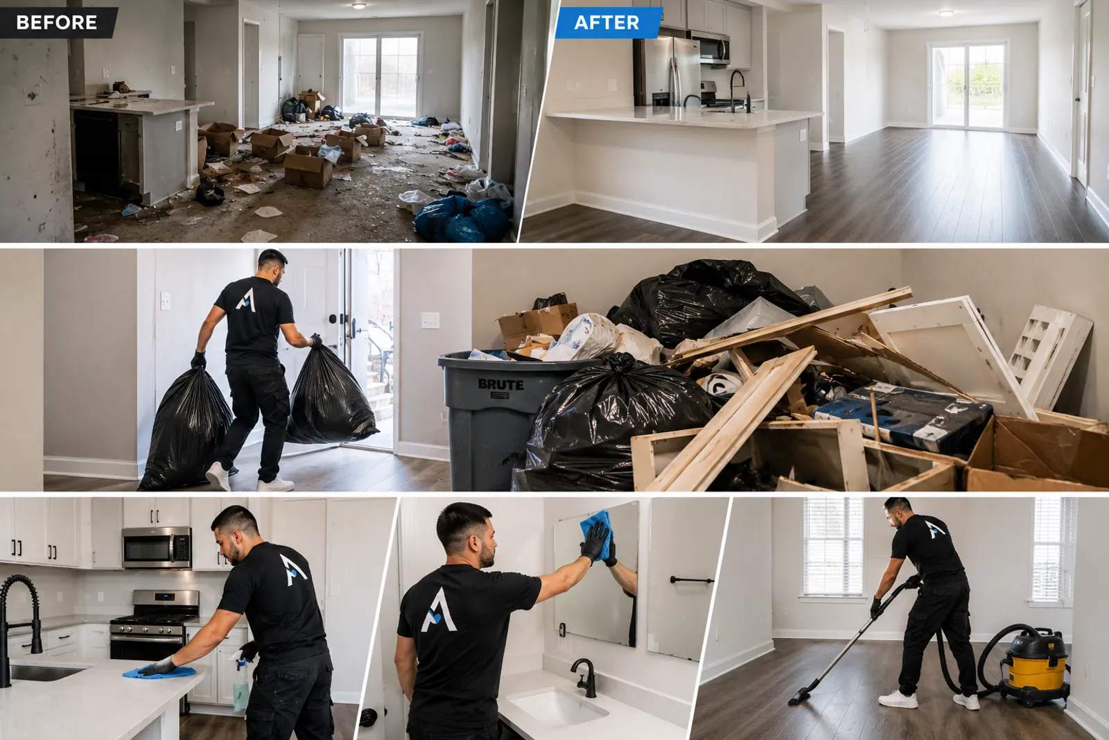 Collage showing Apex make-ready cleaning and repair work