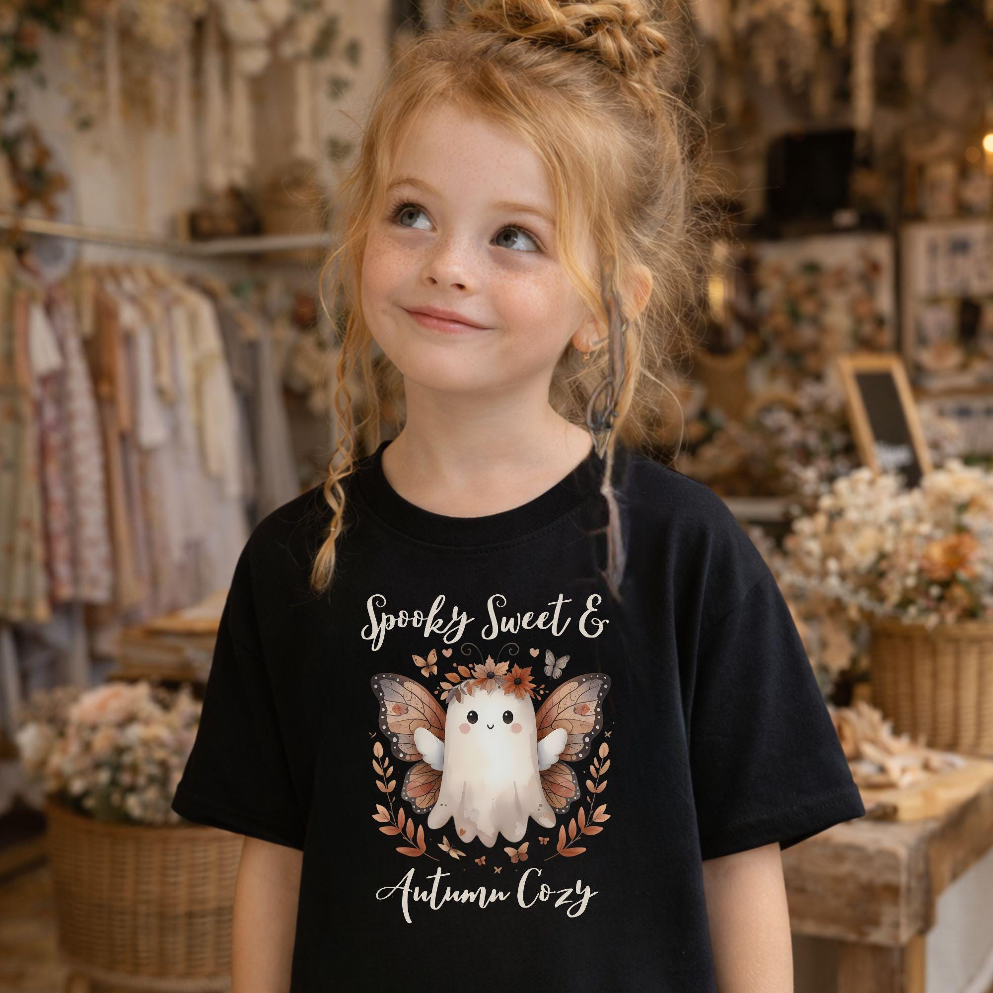 Spooky Sweet and Autumn Cozy Youth Halloween T-Shirt