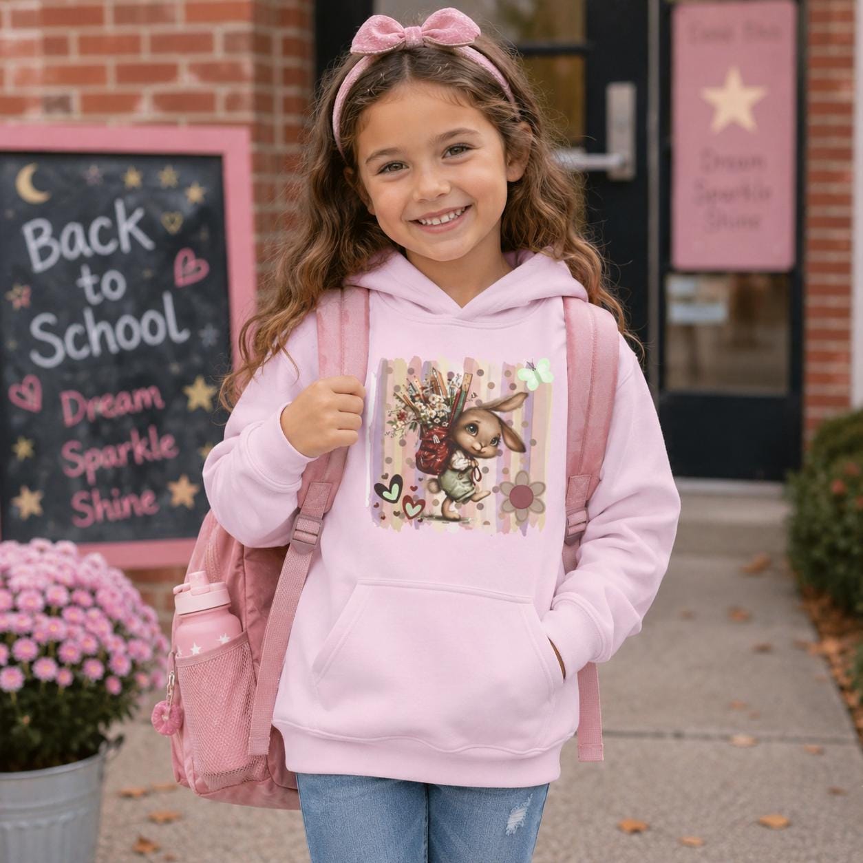 Back to School Bunny Youth Hoodie