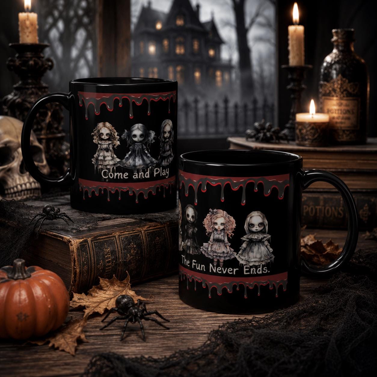 Haunted Doll Black Mug