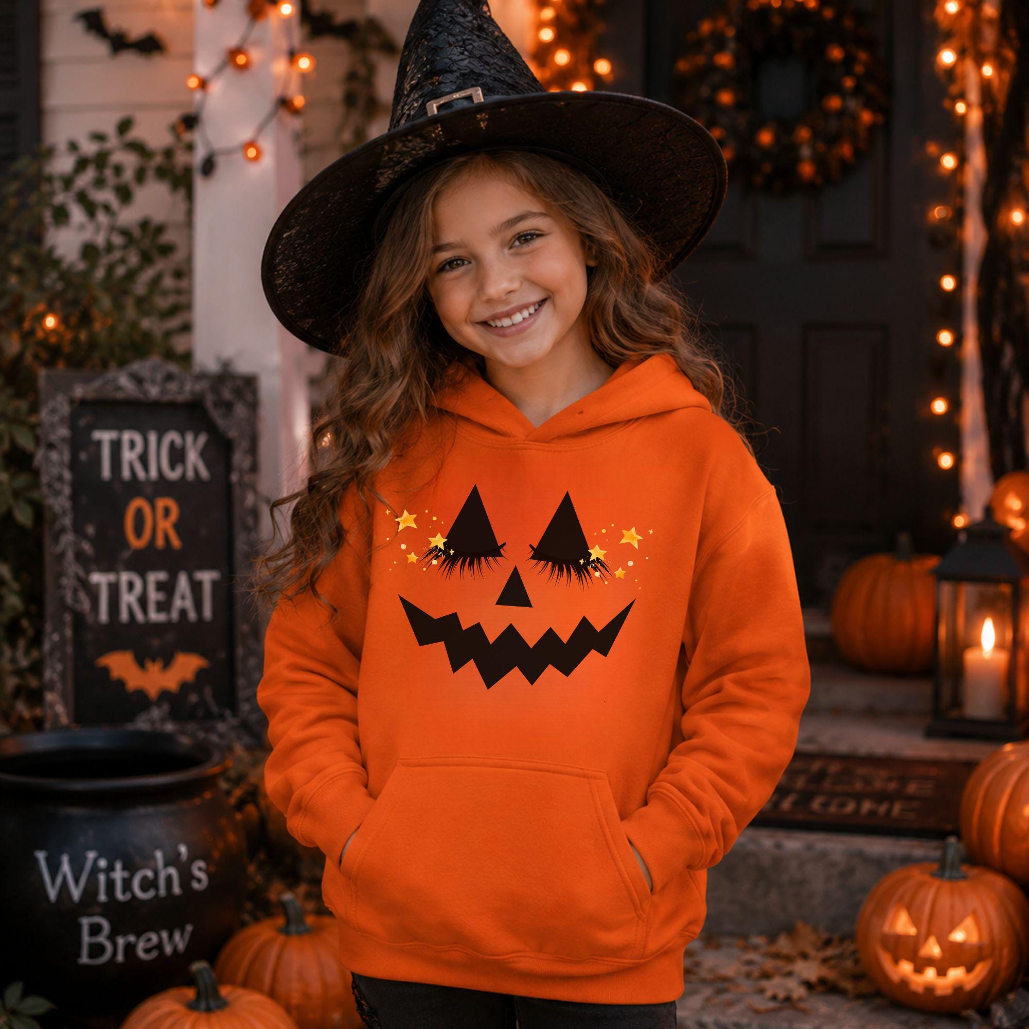 Kids Pumpkin Face Hoodie