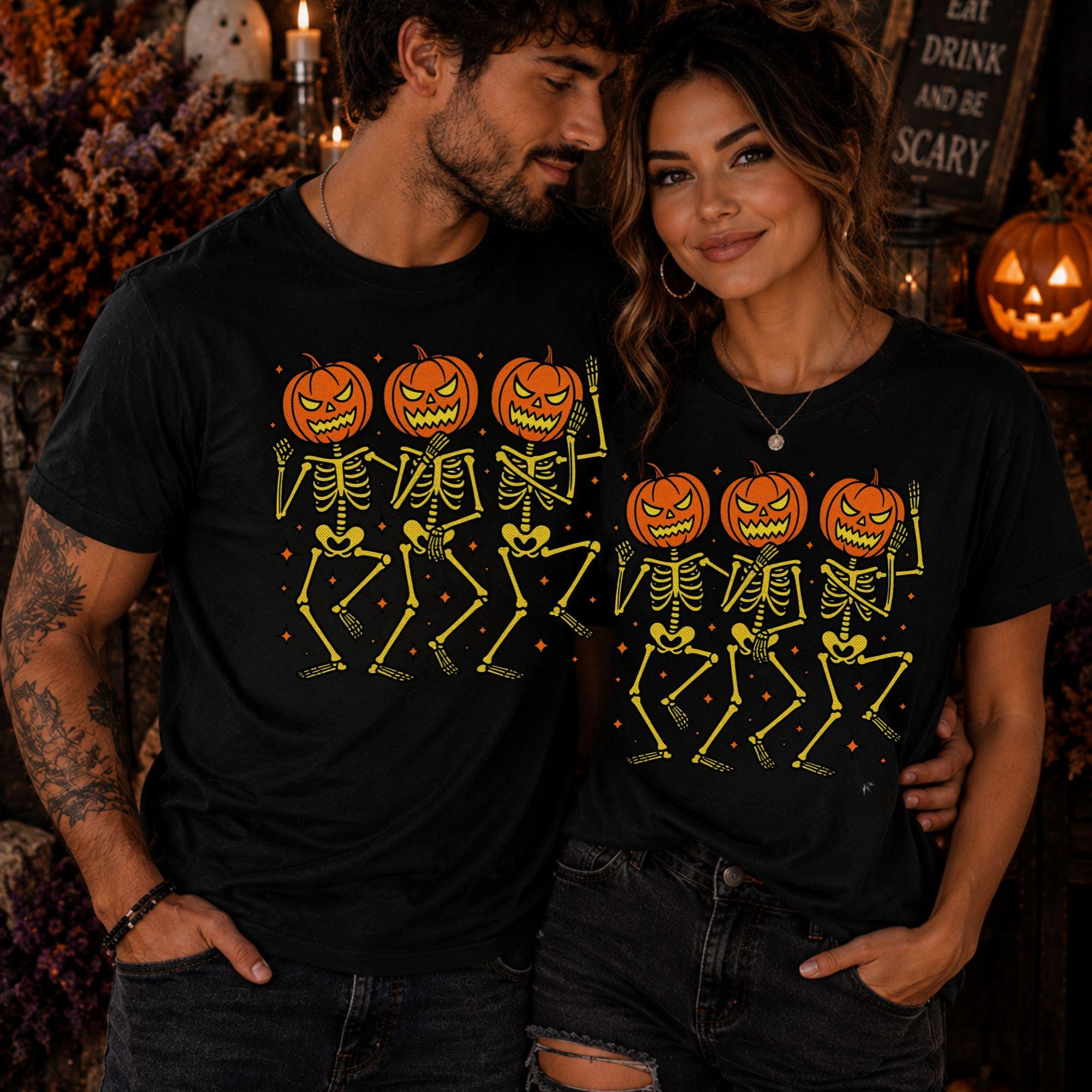 Dancing Skeleton Pumpkin Shirt