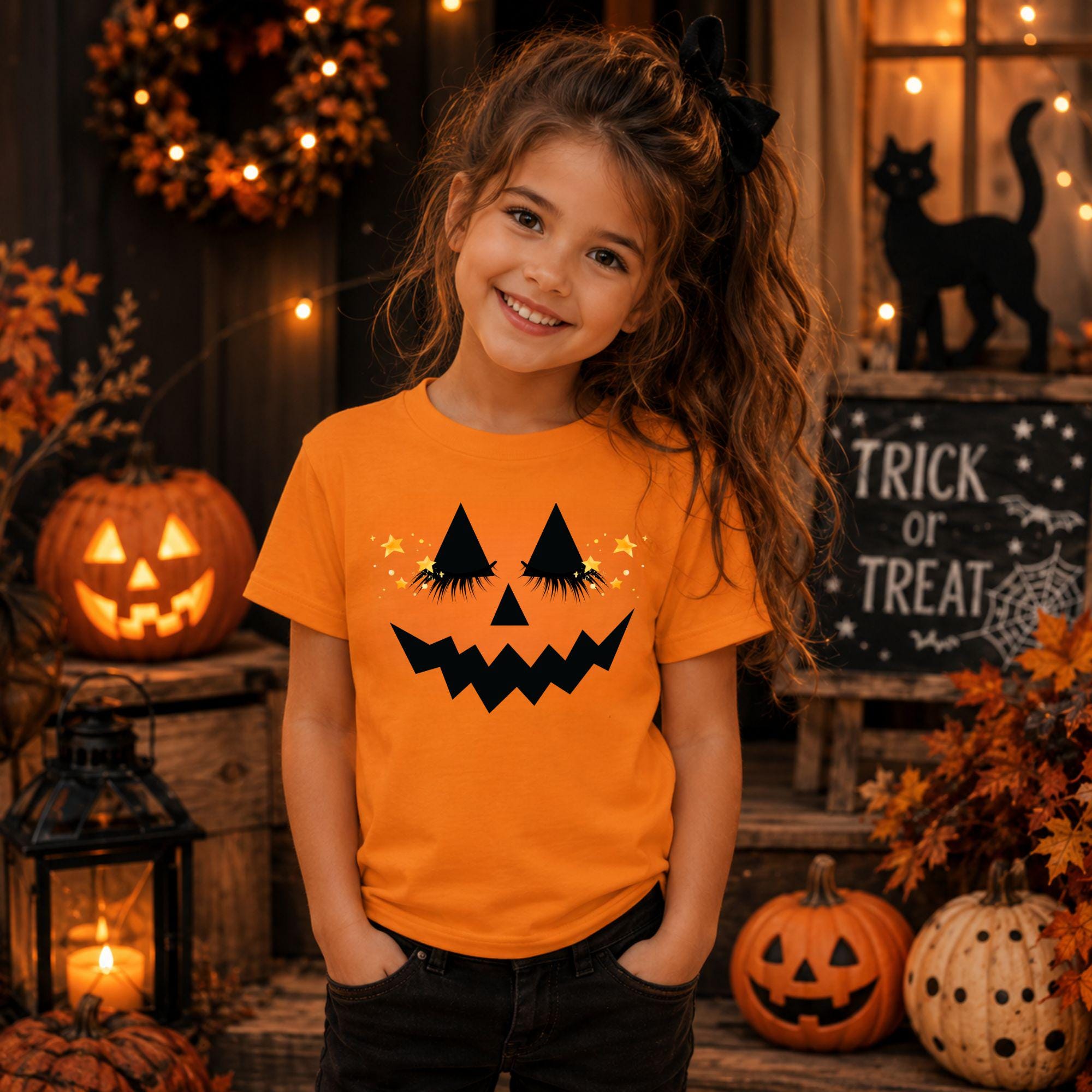 Youth Jack-O-Lantern Face Halloween Shirt