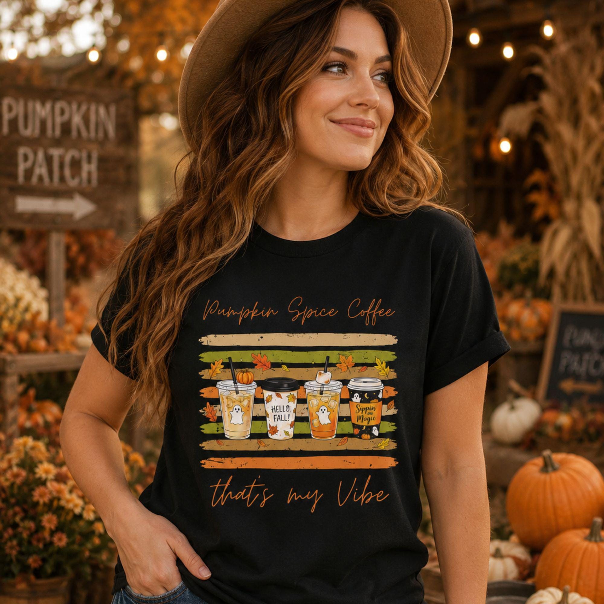 Pumpkin Spice Coffee Ghost Tee, Fall Halloween Spooky Season Shirt