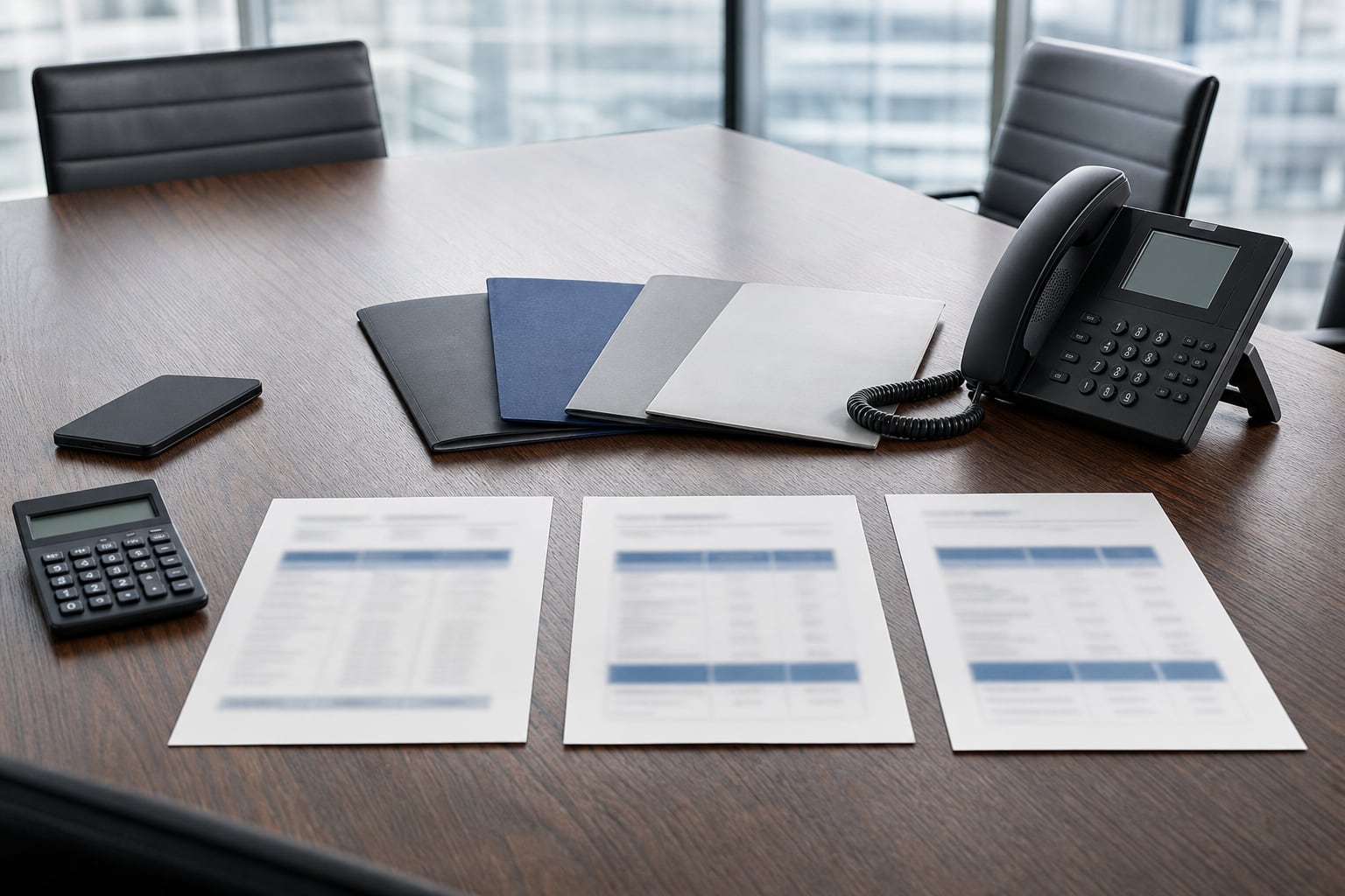 Desk phone and three generic provider proposals laid out for a business phone system comparison