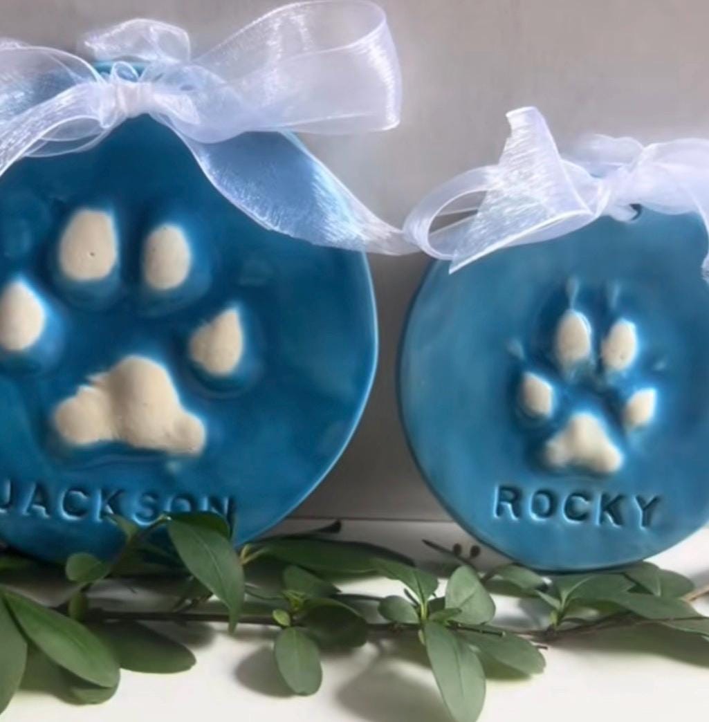 Personalized Ceramic Dog Paw Print Ornament – Custom Pet Keepsake, Small-Medium Dog, view 14