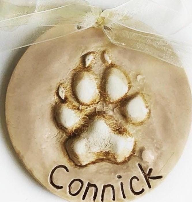 Personalized Ceramic Dog Paw Print Ornament – Custom Pet Keepsake, Small-Medium Dog, view 15